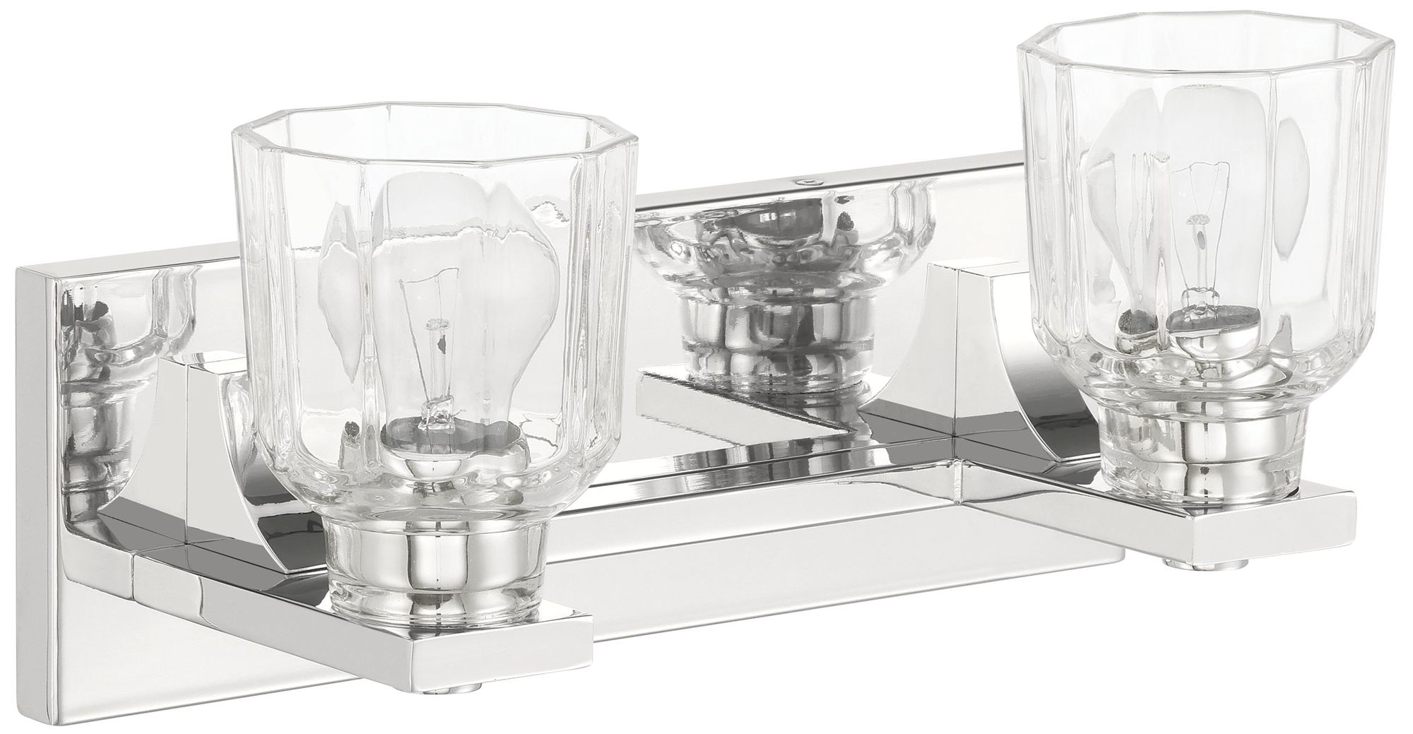 Image 3 Thesis Dryden 15" Polished Nickel Vanity Light - Clear Ribbed Glass Shades more views
