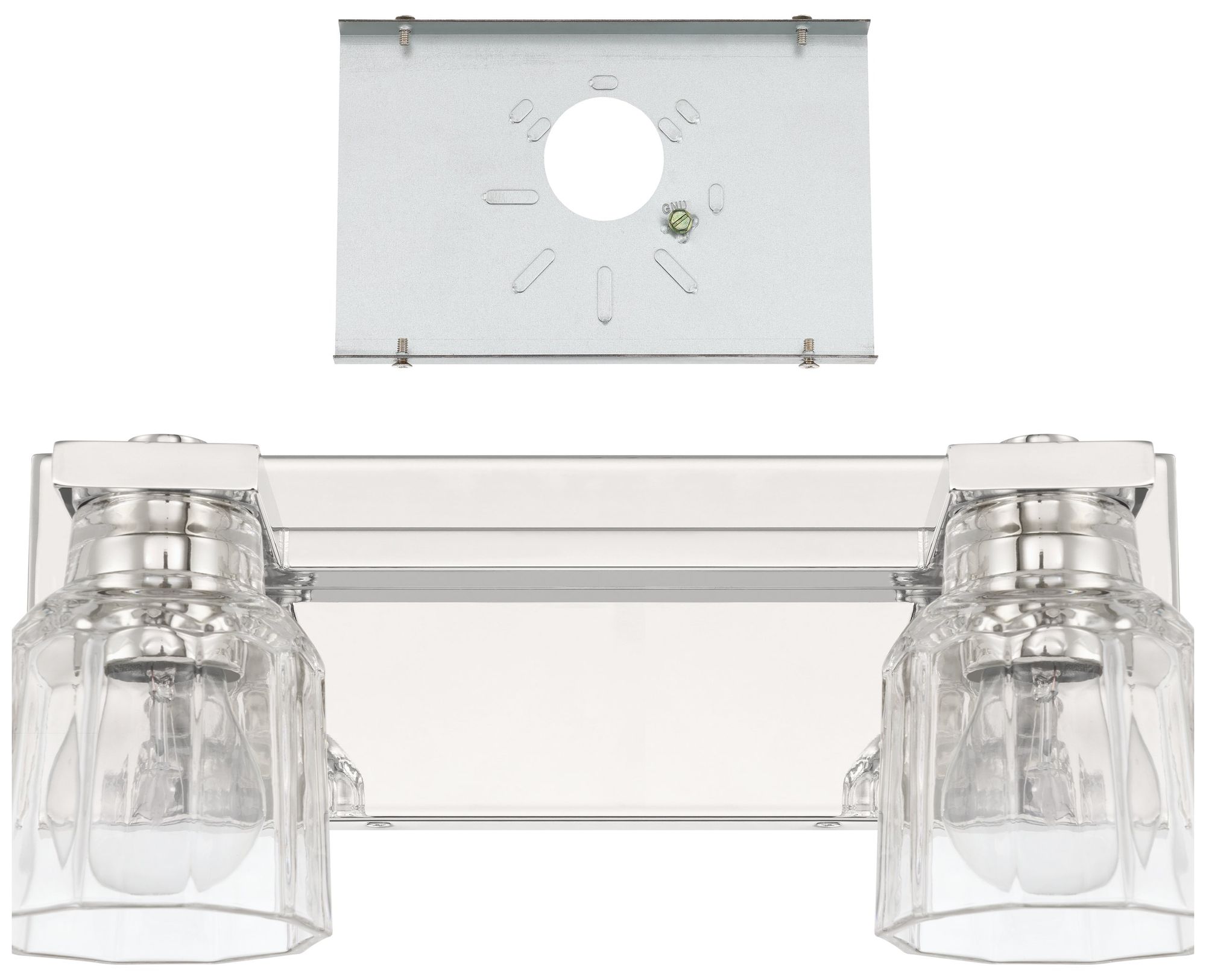 Image 6 Thesis Dryden 15" Polished Nickel Vanity Light - Clear Ribbed Glass Shades more views