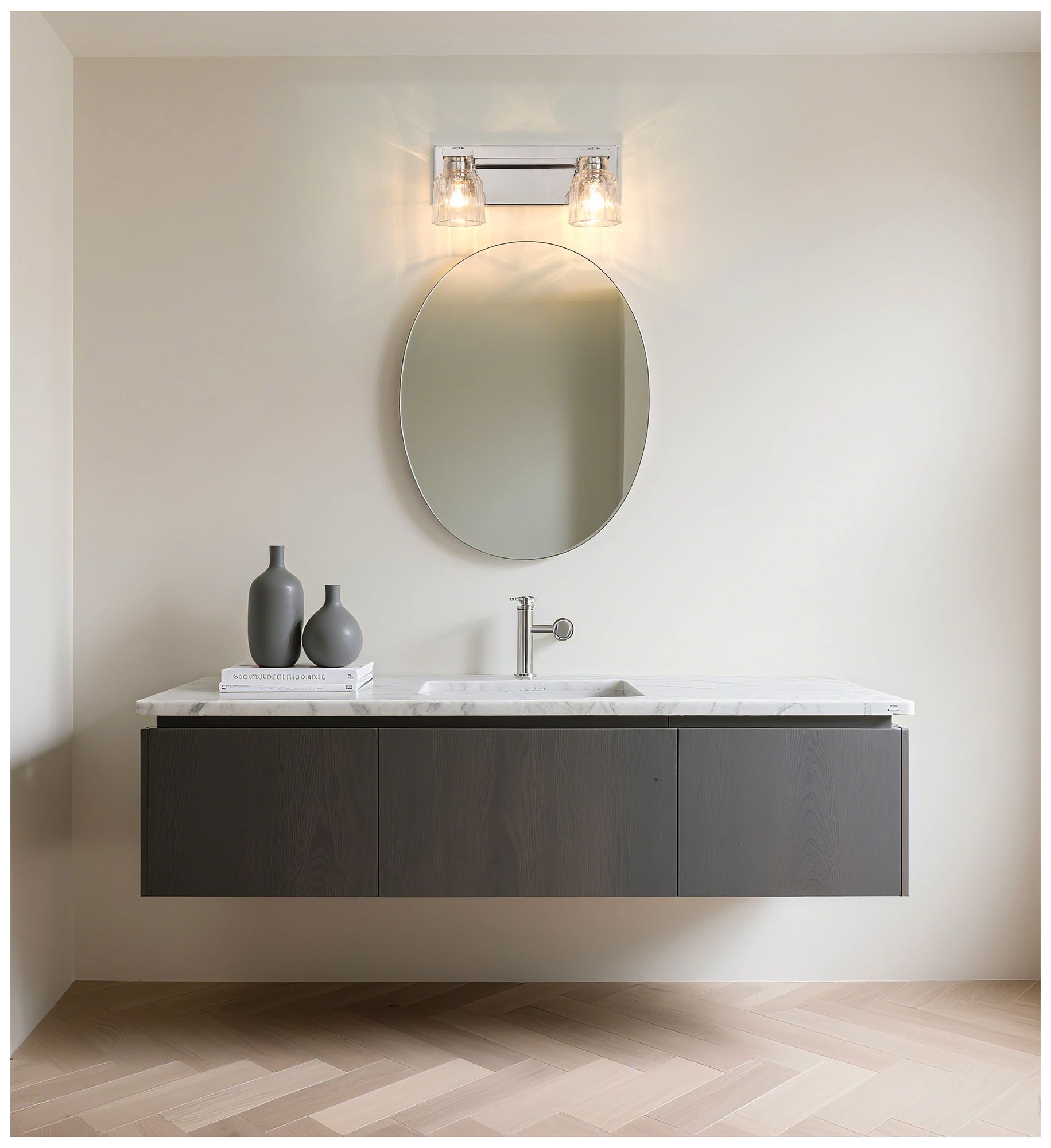 Image 7 Thesis Dryden 15" Polished Nickel Vanity Light - Clear Ribbed Glass Shades more views