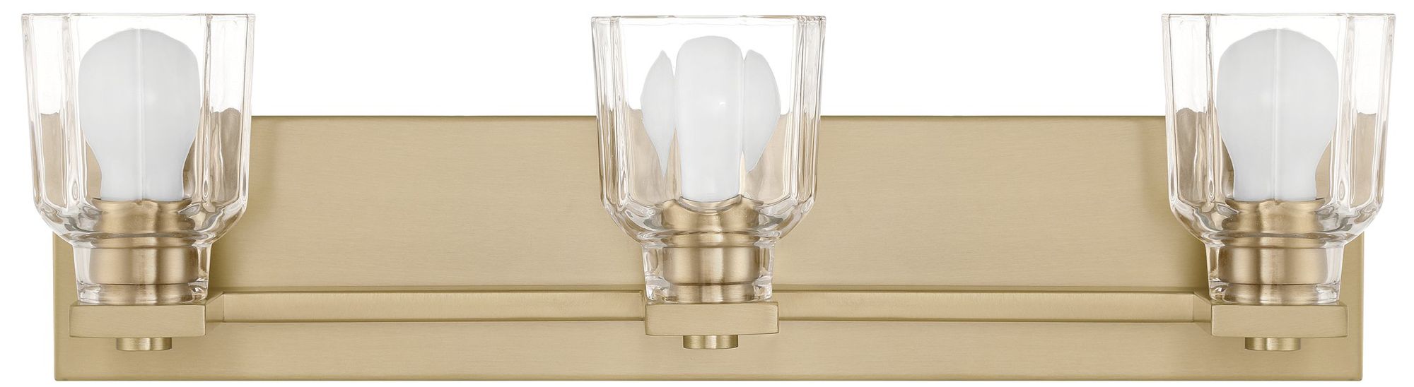 Image 6 Thesis Dryden 24" Champagne Gold Vanity Light w/ Clear Ribbed Glass Shades more views