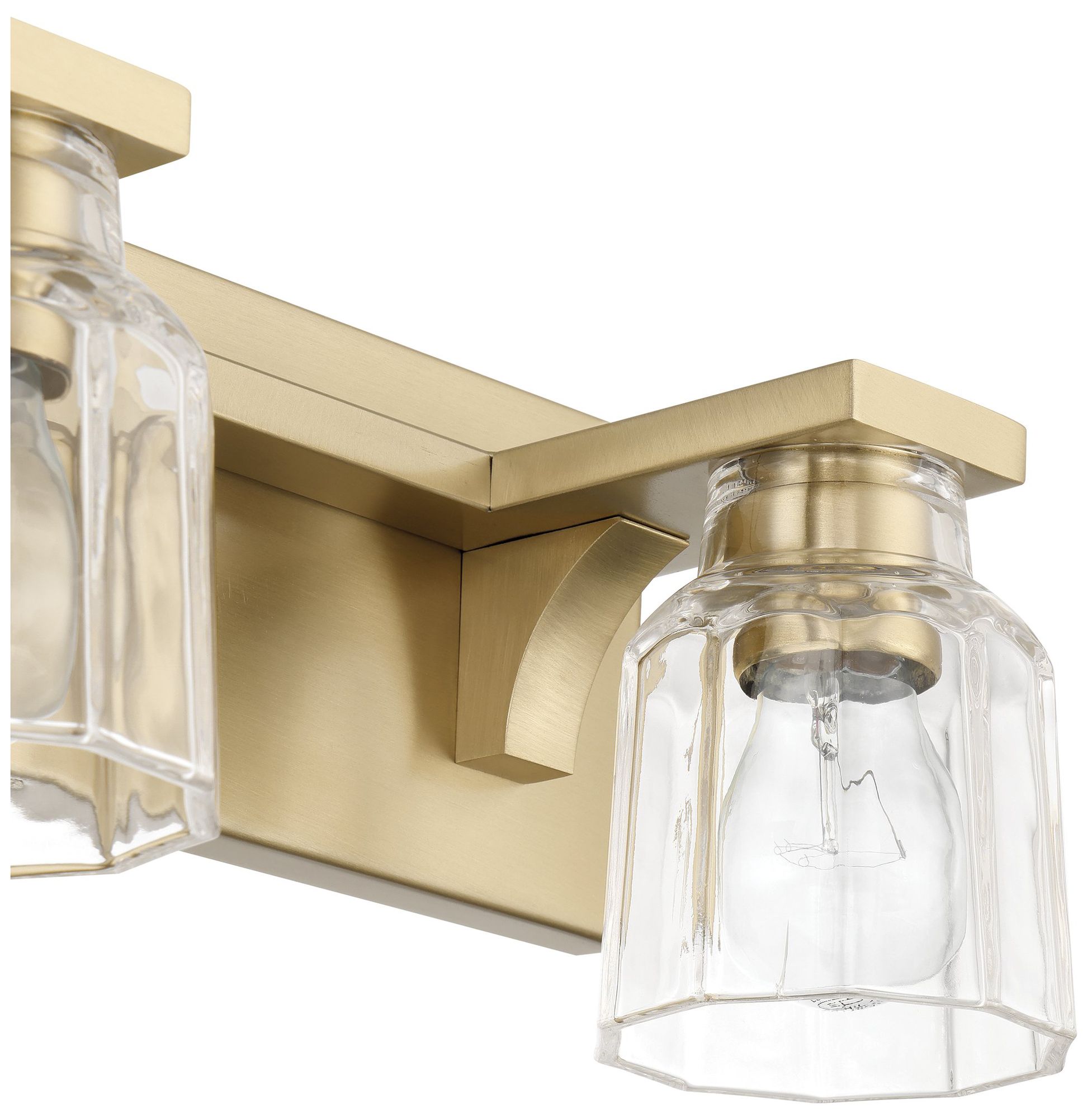 Image 7 Thesis Dryden 24" Champagne Gold Vanity Light w/ Clear Ribbed Glass Shades more views