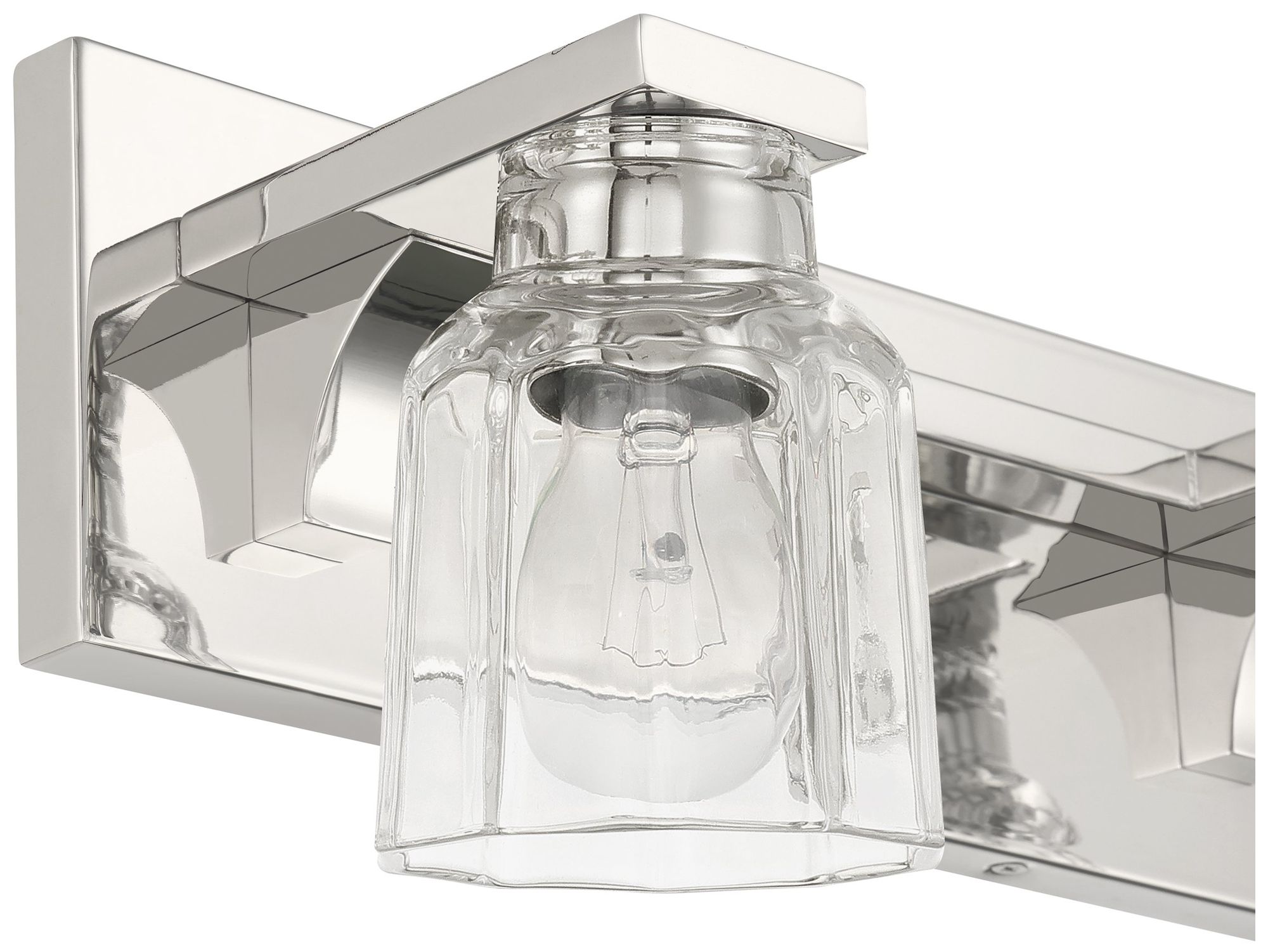Image 7 Thesis Dryden 24" Polished Nickel Vanity Light w/ Clear Ribbed Glass Shades more views