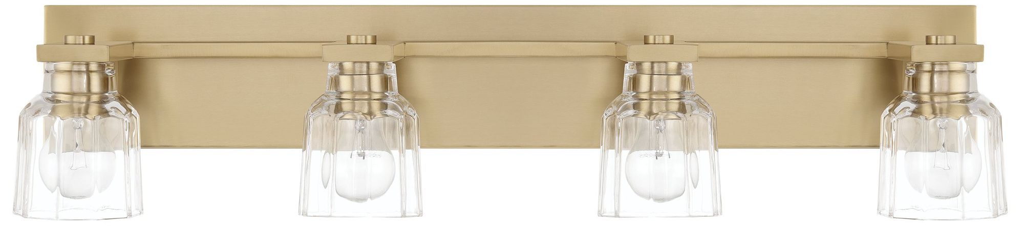 Image 4 Thesis Dryden 32" Champagne Gold Vanity Light - Clear Ribbed Glass Shades more views