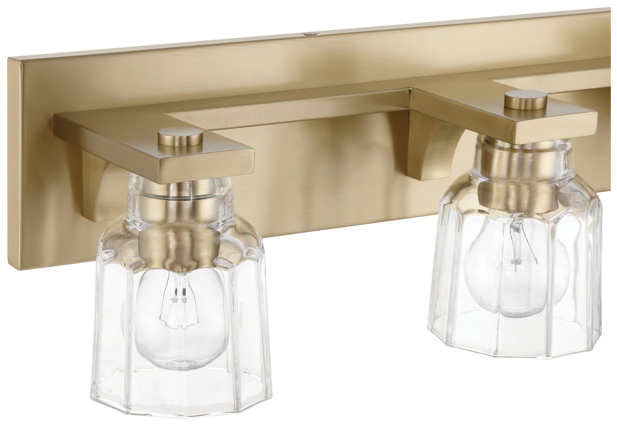 Image 5 Thesis Dryden 32" Champagne Gold Vanity Light - Clear Ribbed Glass Shades more views
