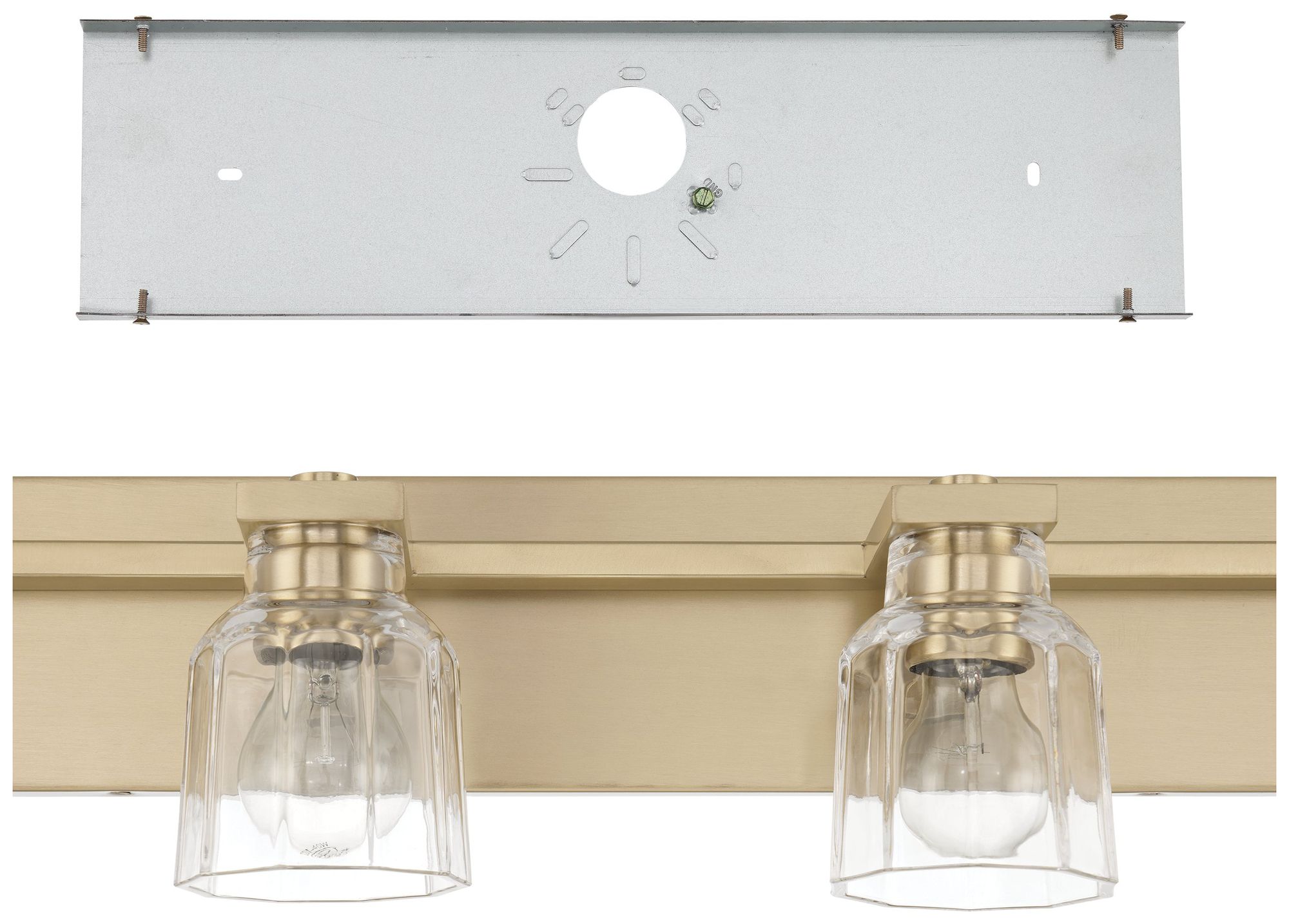 Image 6 Thesis Dryden 32" Champagne Gold Vanity Light - Clear Ribbed Glass Shades more views