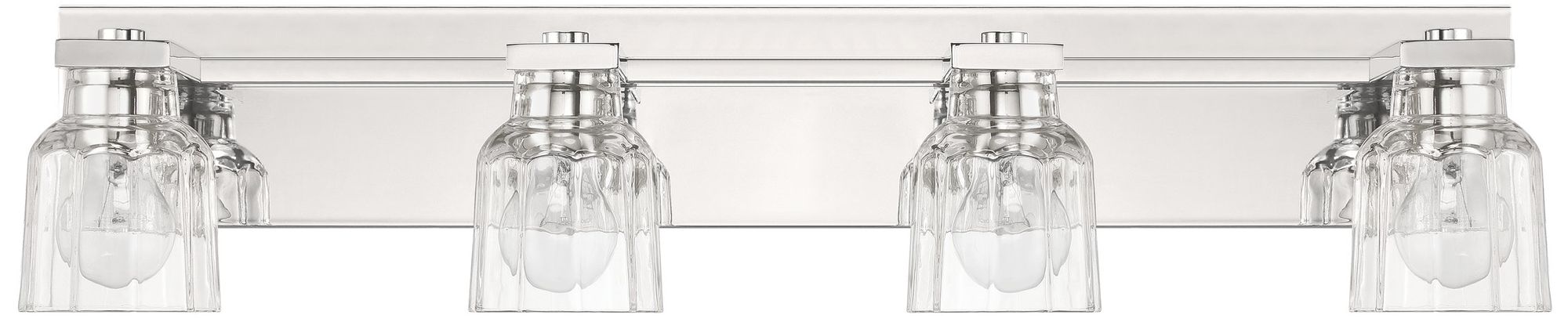 Image 4 Thesis Dryden 32" Polished Nickel Vanity Light - Clear Ribbed Glass Shades more views