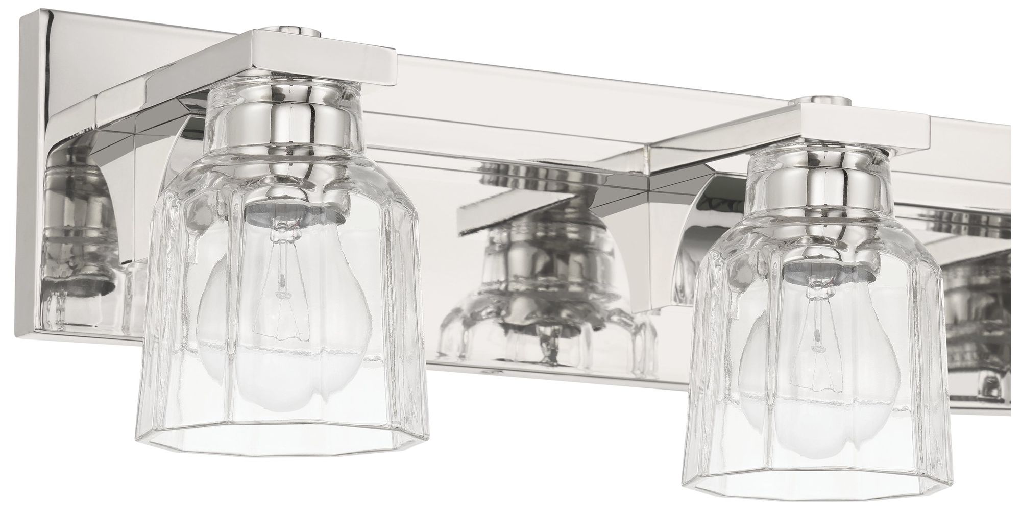 Image 5 Thesis Dryden 32" Polished Nickel Vanity Light - Clear Ribbed Glass Shades more views