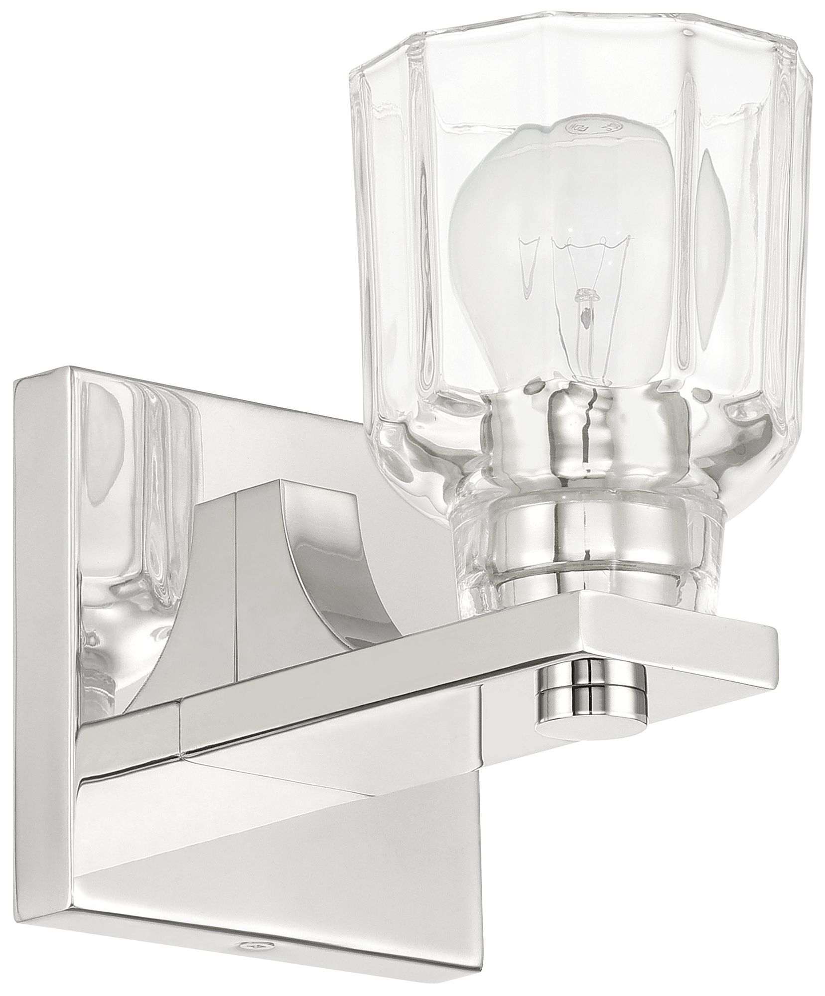 Image 3 Thesis Dryden 5-inch Polished Nickel Vanity Light, Clear Ribbed Glass Shade more views