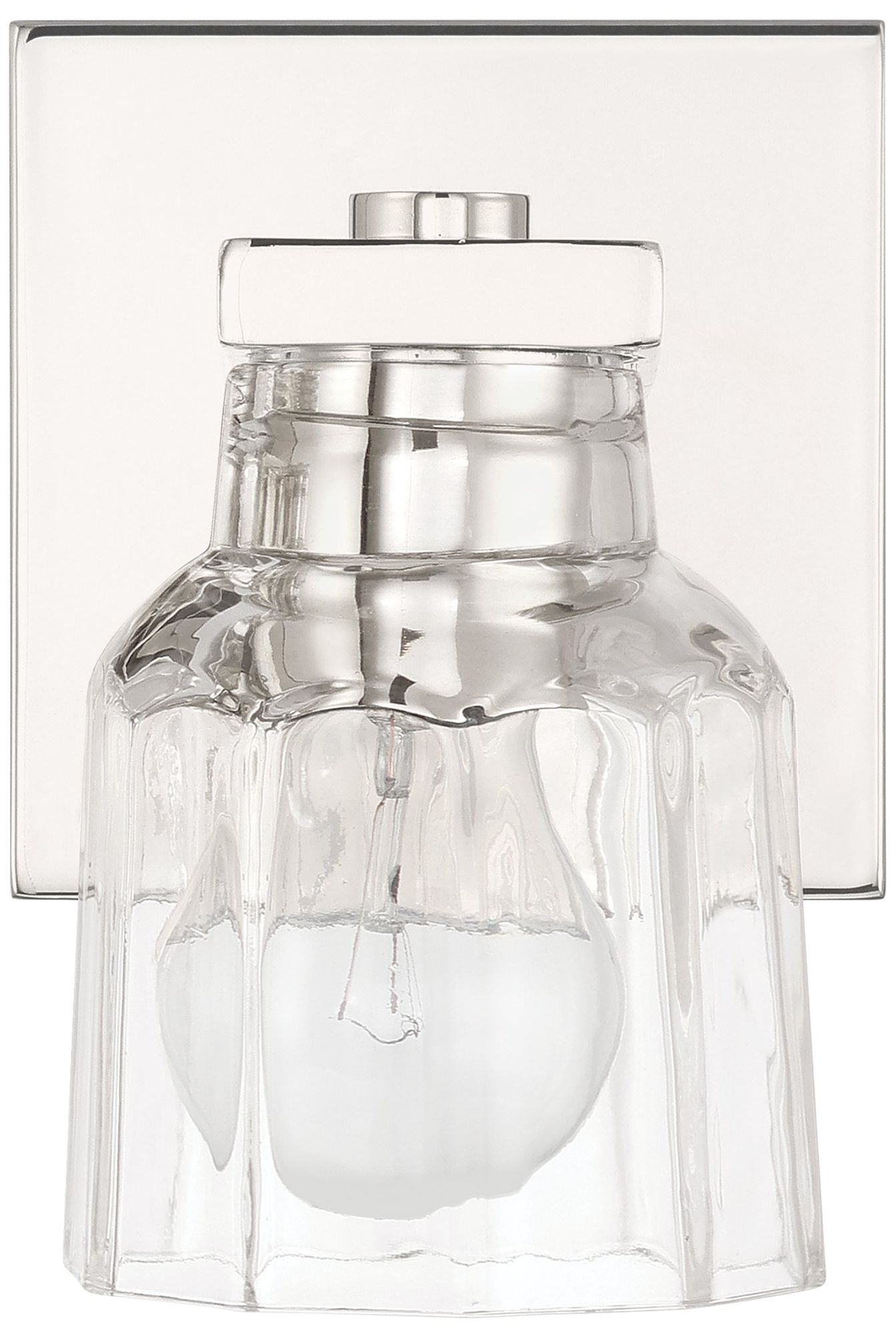 Image 5 Thesis Dryden 5-inch Polished Nickel Vanity Light, Clear Ribbed Glass Shade more views