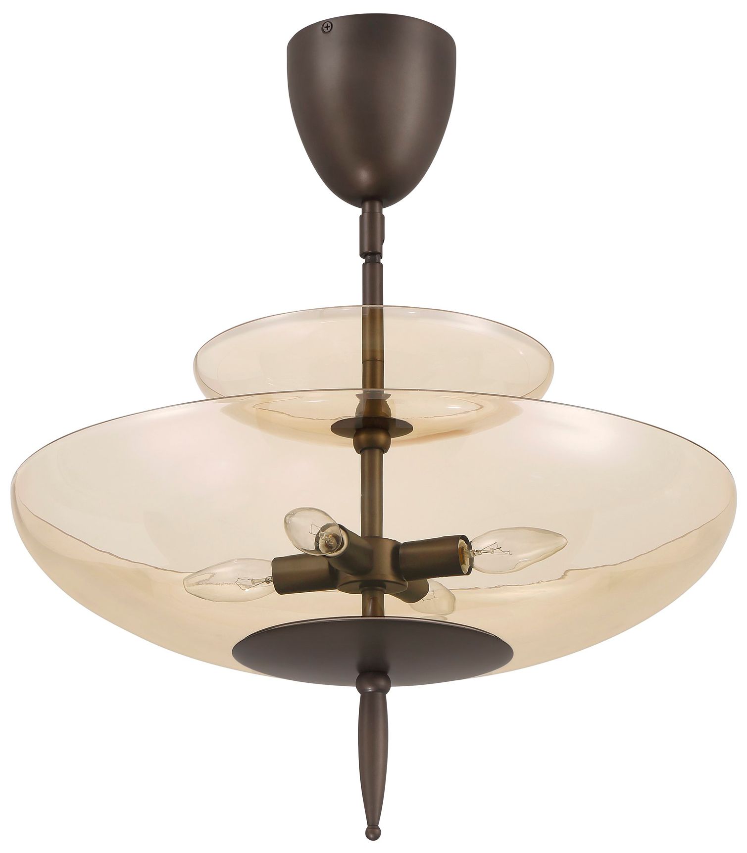 Image 3 Thesis Fiorello 21" 4 Lt Forged Bronze Convertible Pendant, Amber Glass more views