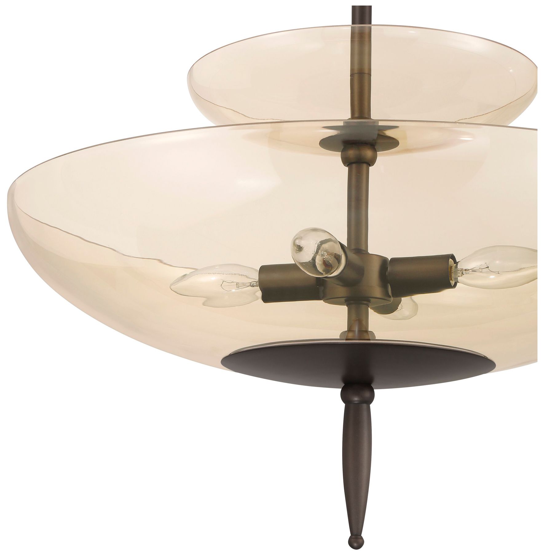 Image 6 Thesis Fiorello 21" 4 Lt Forged Bronze Convertible Pendant, Amber Glass more views