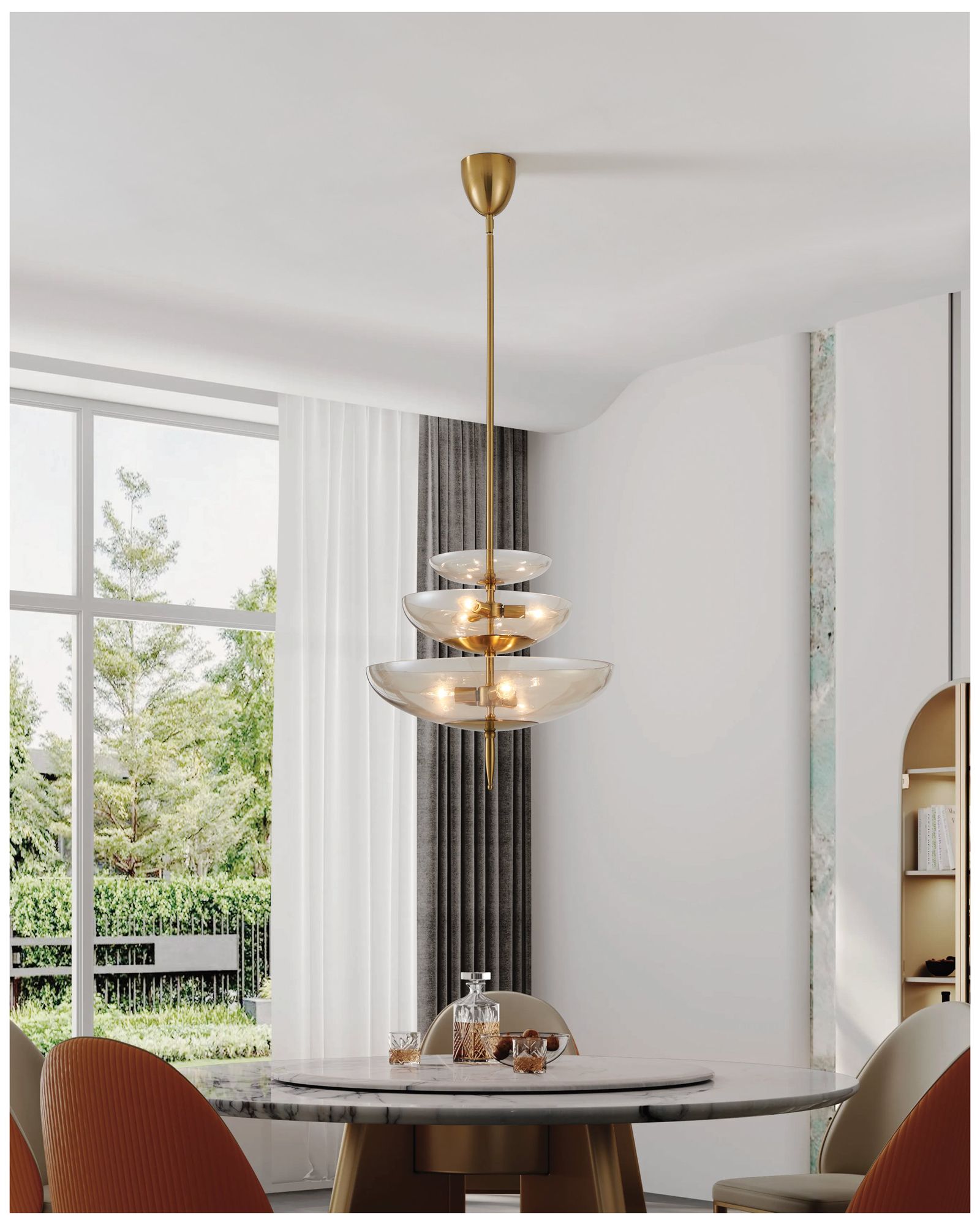 Image 6 Thesis Fiorello 21" 6 Light Brushed Gold Pendant Light more views