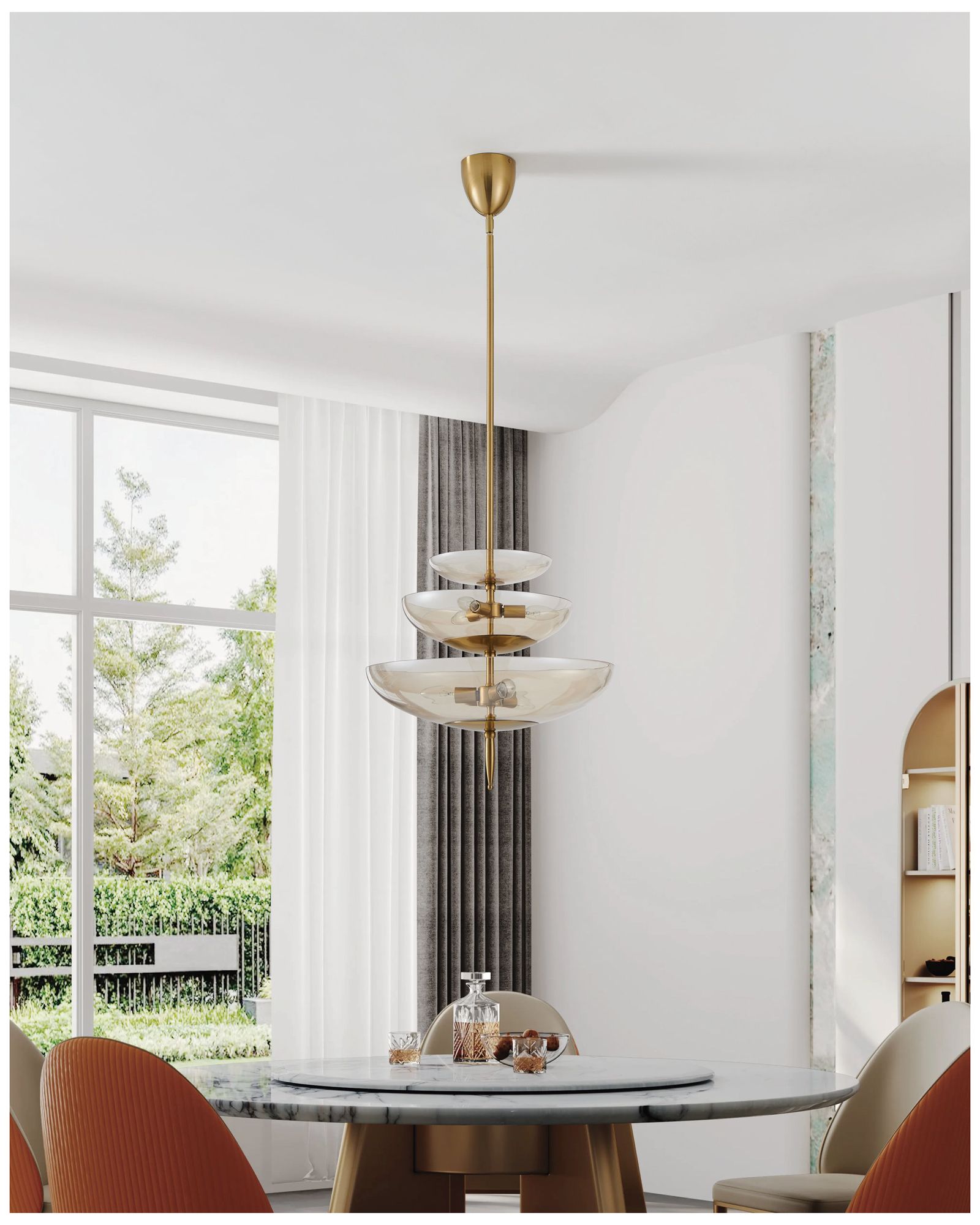 Image 7 Thesis Fiorello 21" 6 Light Brushed Gold Pendant Light more views