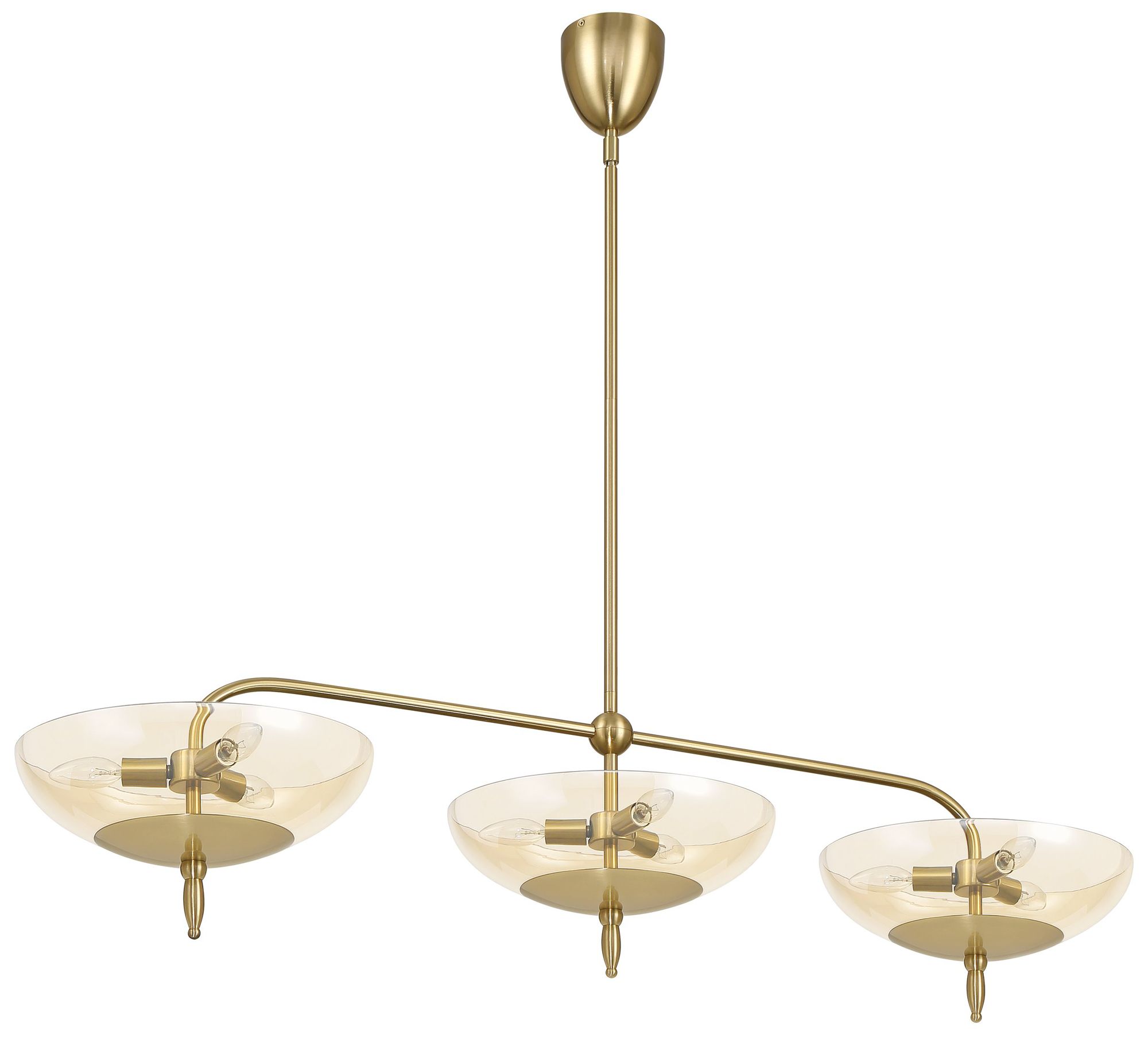 Image 2 Thesis Fiorello 54" 9 Light Brushed Gold Linear Chandelier