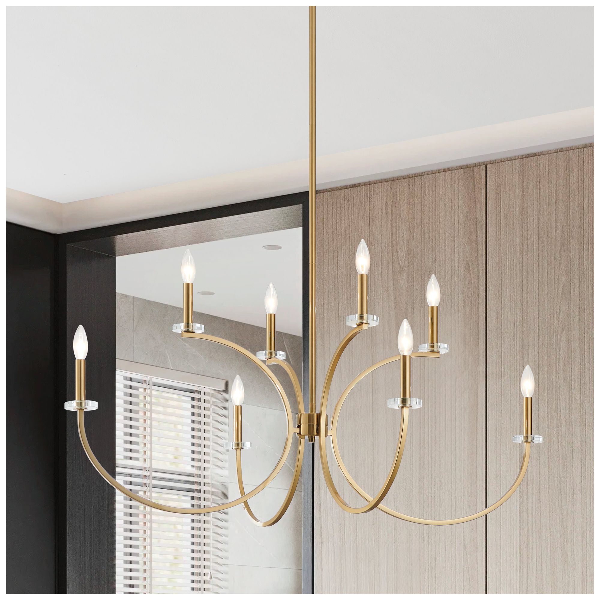 Image 2 Thesis Florian 44" 8 Light Brushed Gold and Clear Glass Chandelier more views