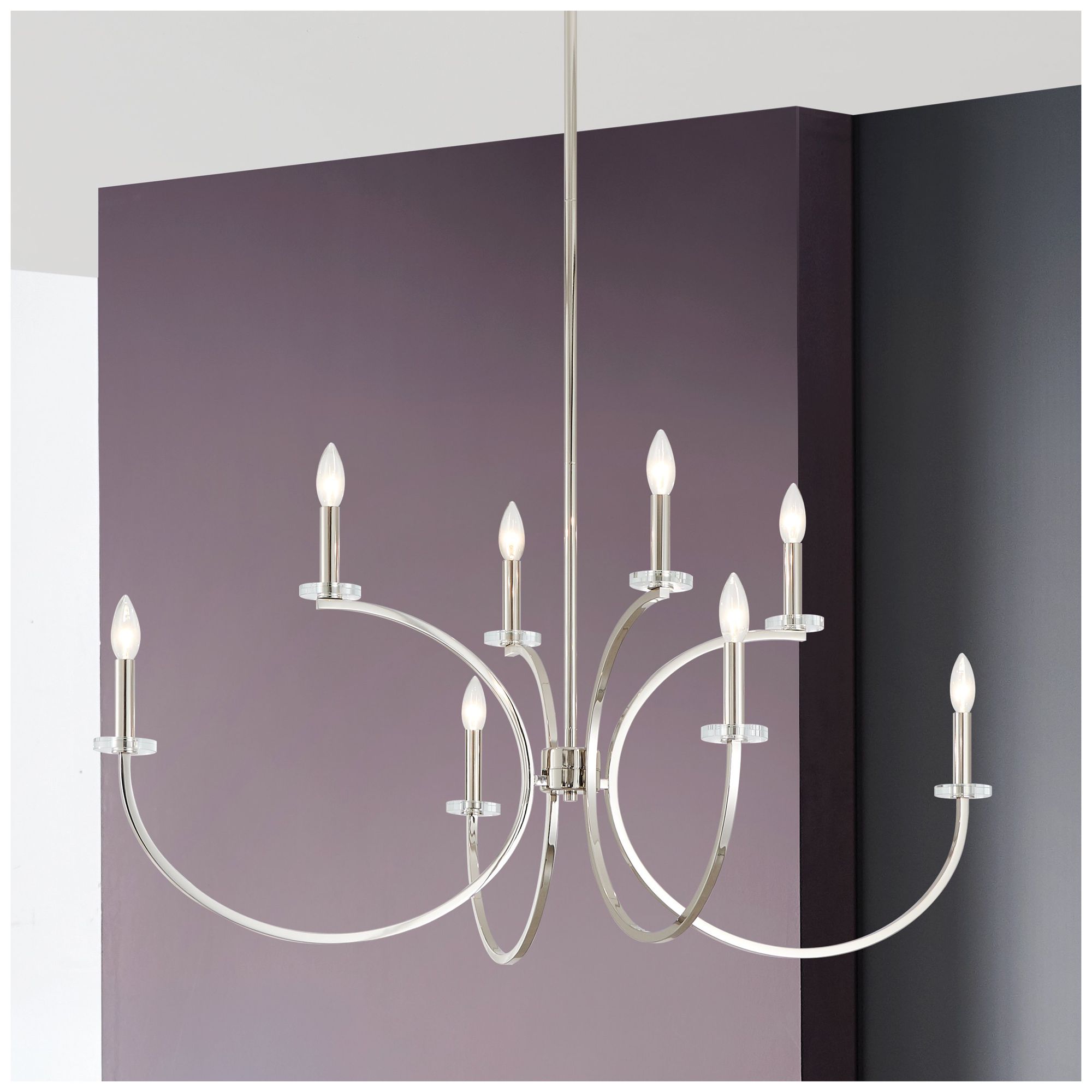 Image 2 Thesis Florian 44" 8 Light Polished Nickel and Clear Glass Chandelier more views