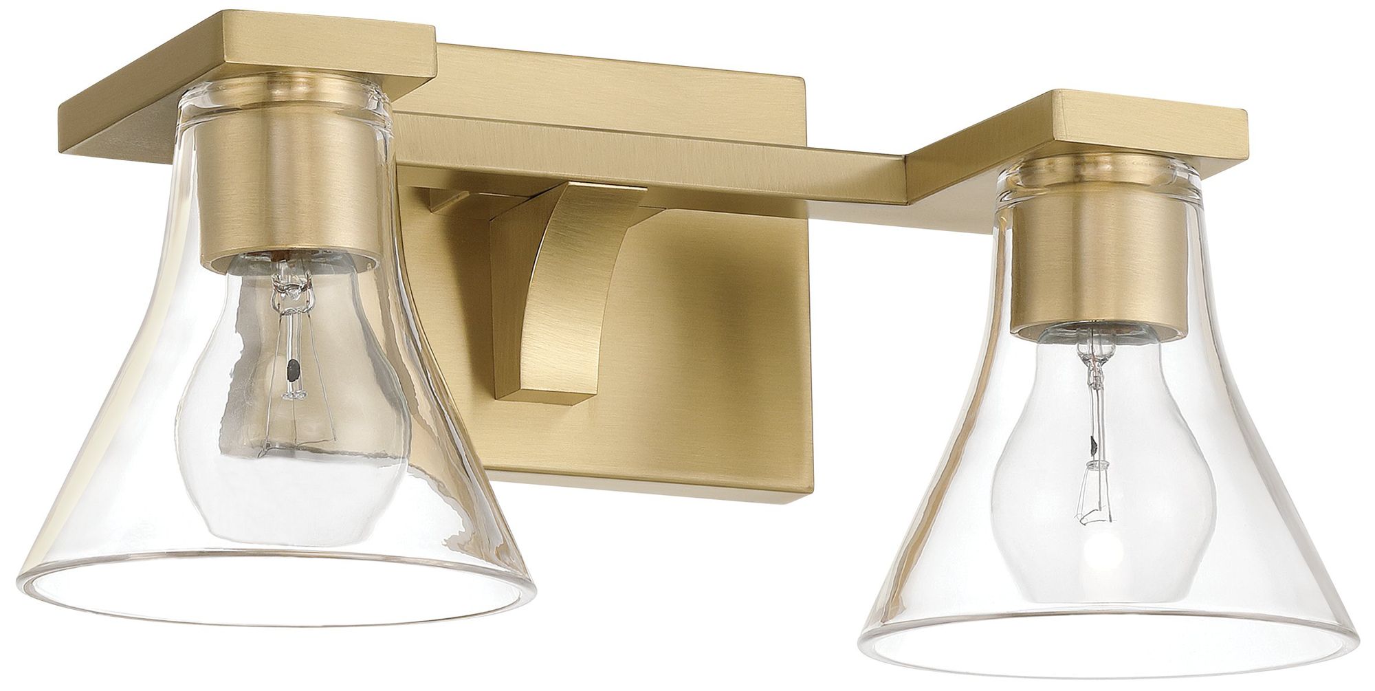 Thesis Gilford 14-inch Champagne Gold Vanity Light with Clear Glass Shades