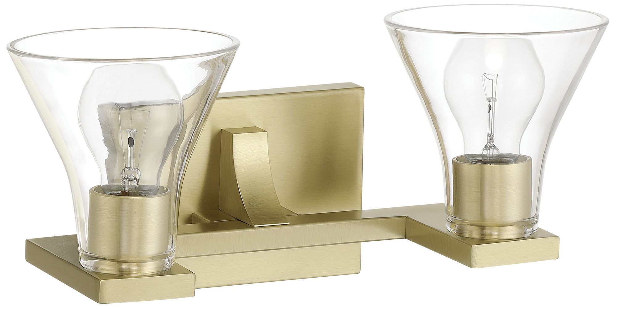 Image 4 Thesis Gilford 14-inch Champagne Gold Vanity Light with Clear Glass Shades more views