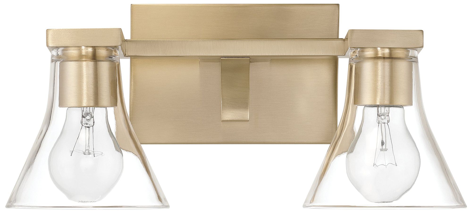 Image 5 Thesis Gilford 14-inch Champagne Gold Vanity Light with Clear Glass Shades more views