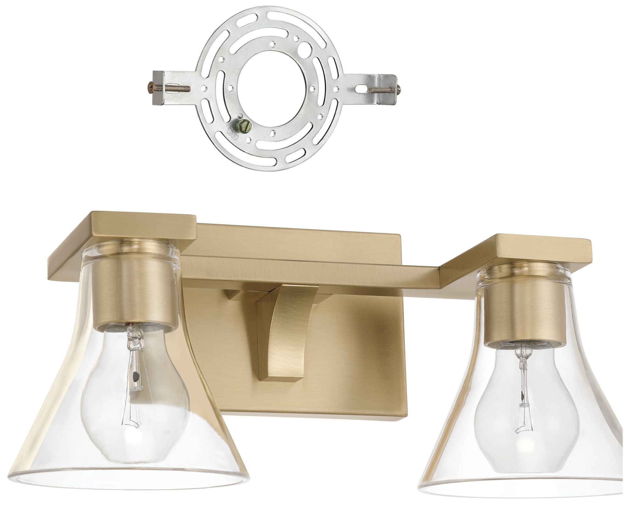 Image 7 Thesis Gilford 14-inch Champagne Gold Vanity Light with Clear Glass Shades more views
