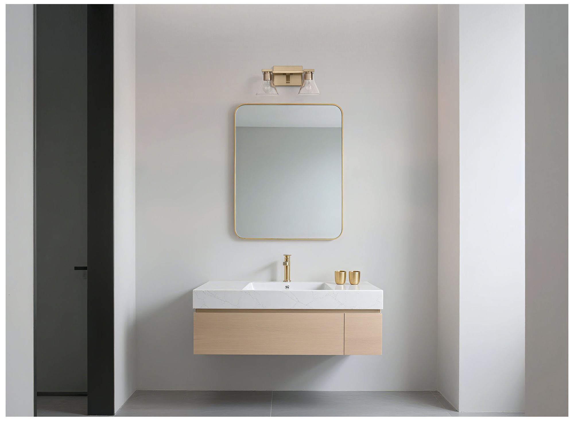Thesis Gilford 14-inch Champagne Gold Vanity Light with Clear Glass Shades