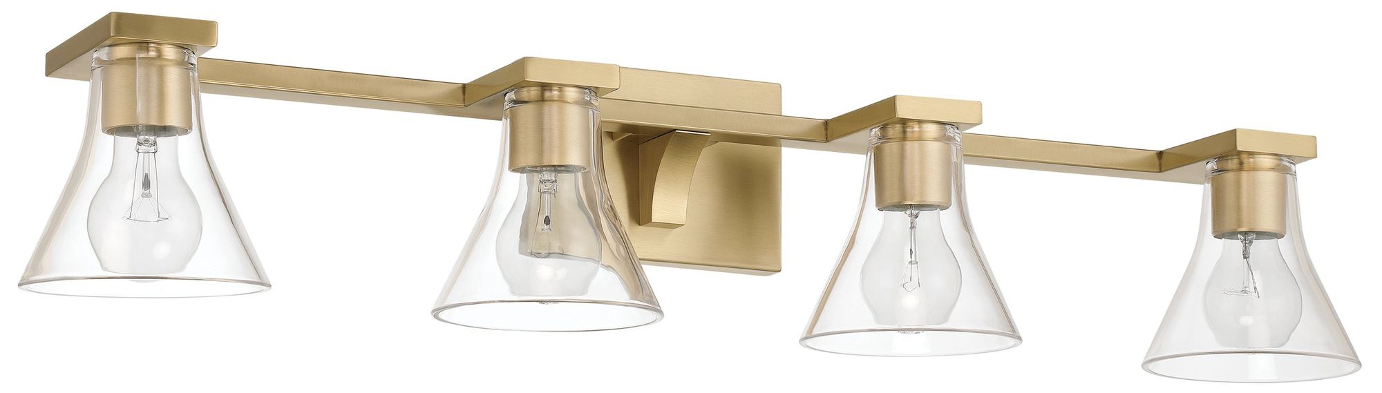 Image 2 Thesis Gilford 33-inch Champagne Gold Vanity Light with Clear Glass Shades