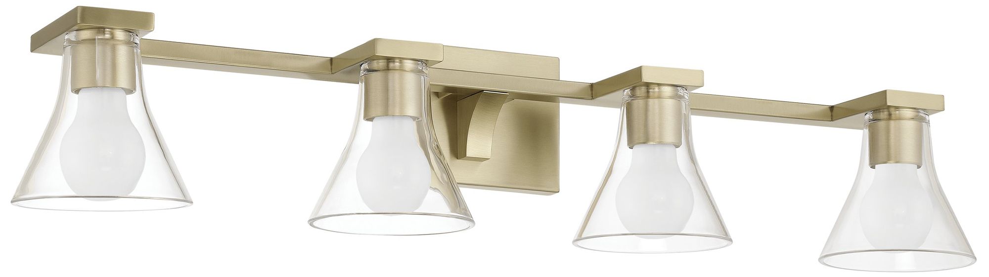 Image 3 Thesis Gilford 33-inch Champagne Gold Vanity Light with Clear Glass Shades more views