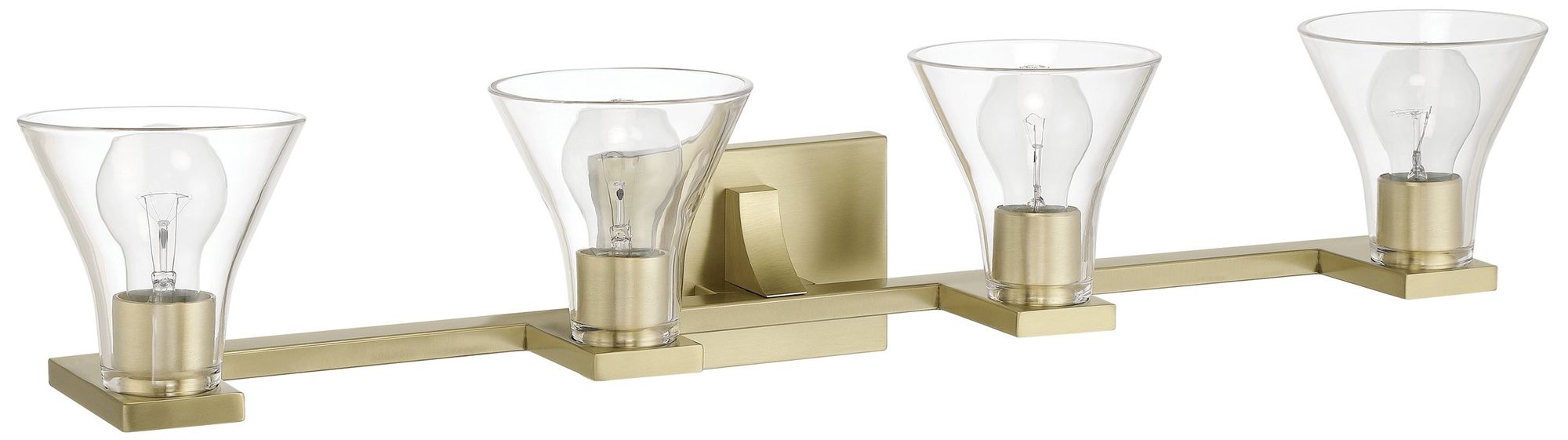Image 4 Thesis Gilford 33-inch Champagne Gold Vanity Light with Clear Glass Shades more views