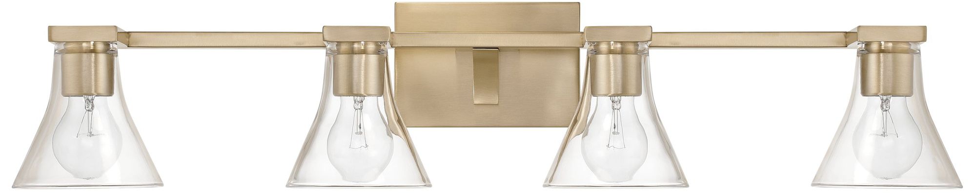 Image 5 Thesis Gilford 33-inch Champagne Gold Vanity Light with Clear Glass Shades more views