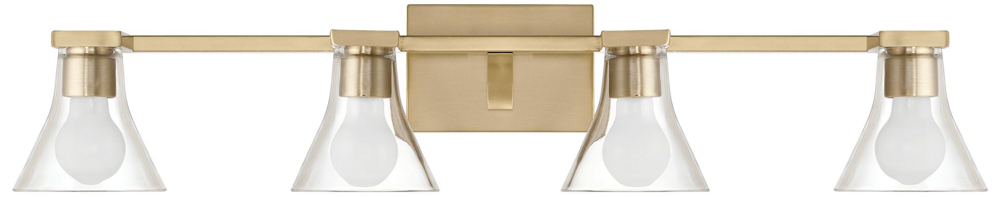 Image 6 Thesis Gilford 33-inch Champagne Gold Vanity Light with Clear Glass Shades more views