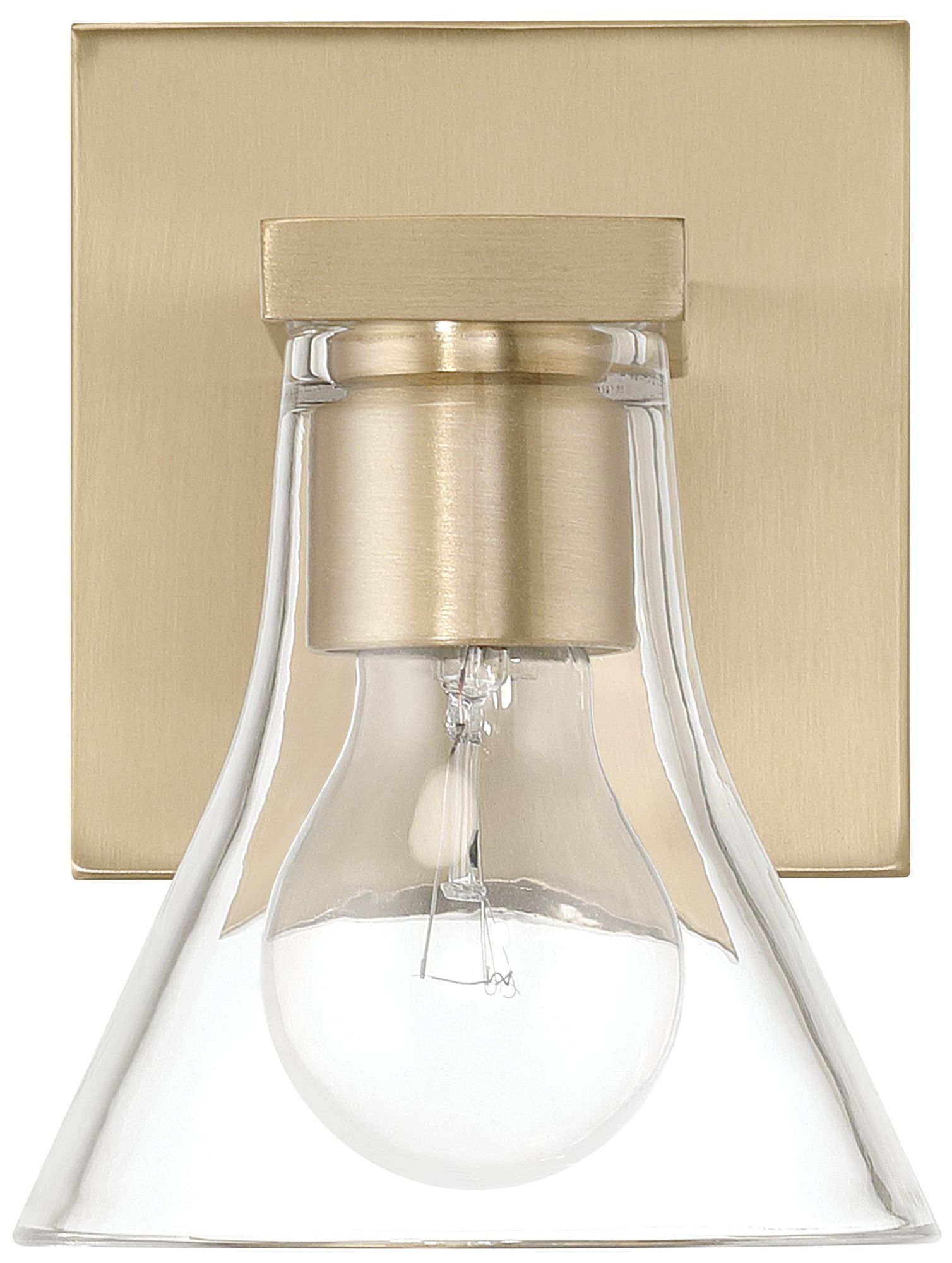 Image 5 Thesis Gilford 5-inch Champagne Gold Vanity Light with Clear Glass Shade more views