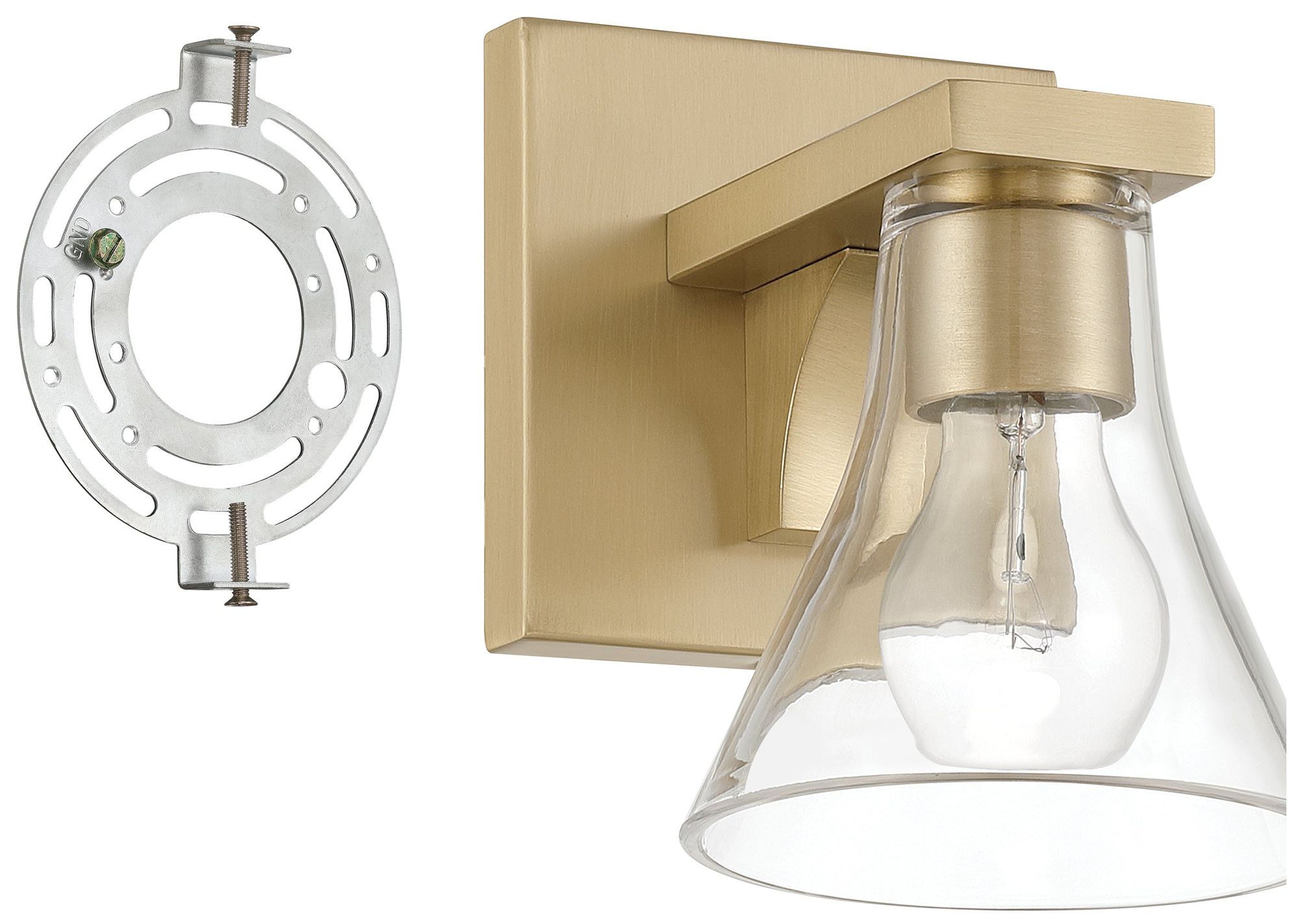 Image 6 Thesis Gilford 5-inch Champagne Gold Vanity Light with Clear Glass Shade more views