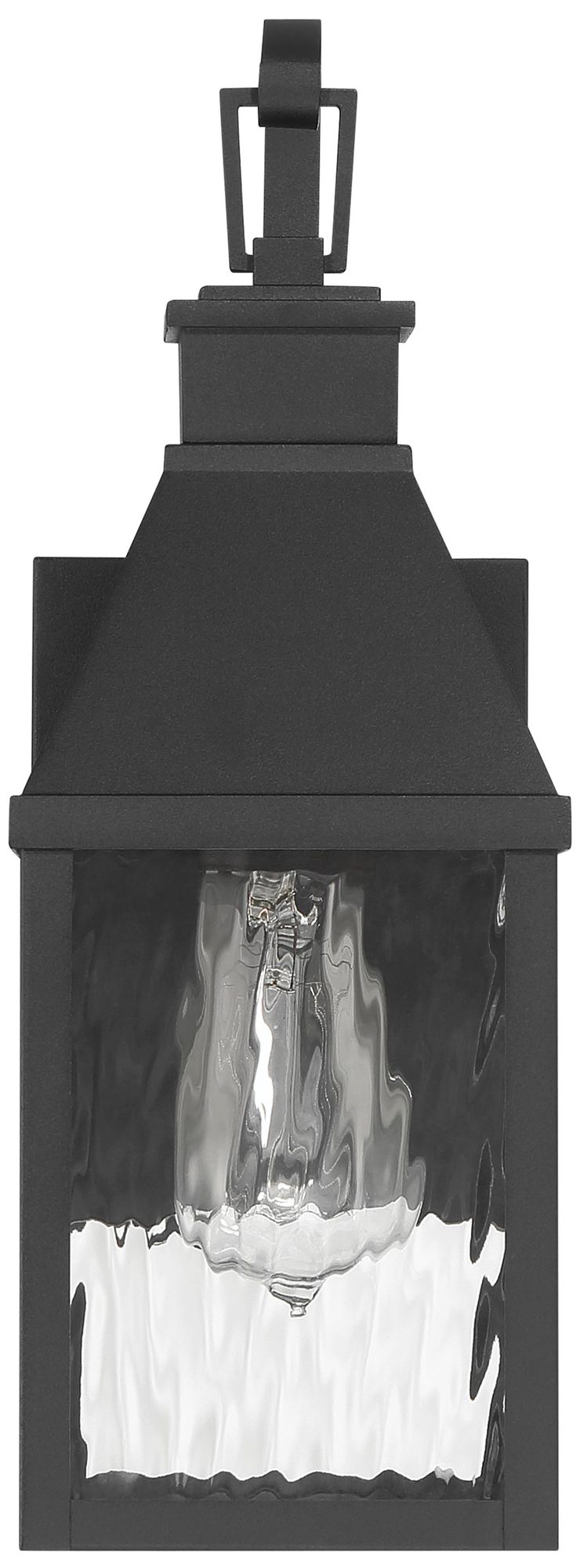 Image 2 Thesis Glencrest 14" Textured Black Exterior Wall Sconce, Clear Water Glass more views