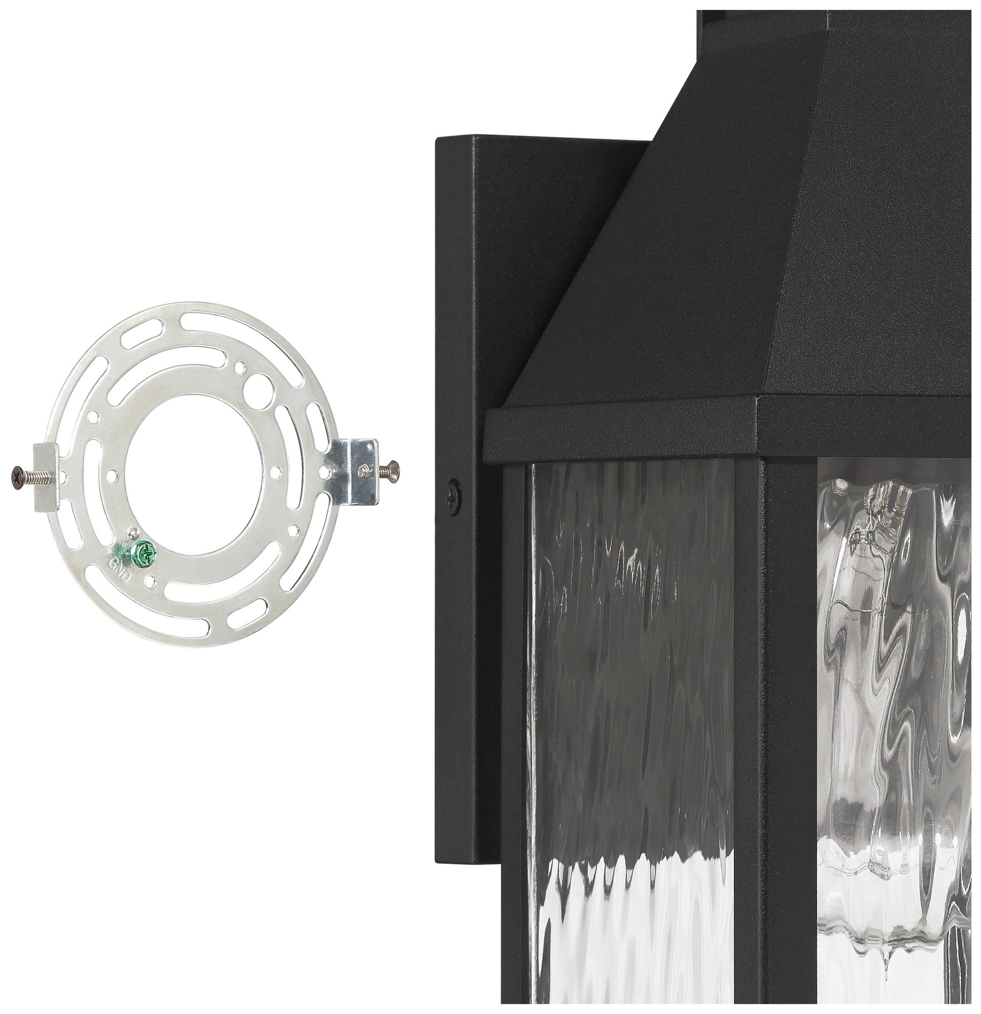 Image 4 Thesis Glencrest 14" Textured Black Exterior Wall Sconce, Clear Water Glass more views