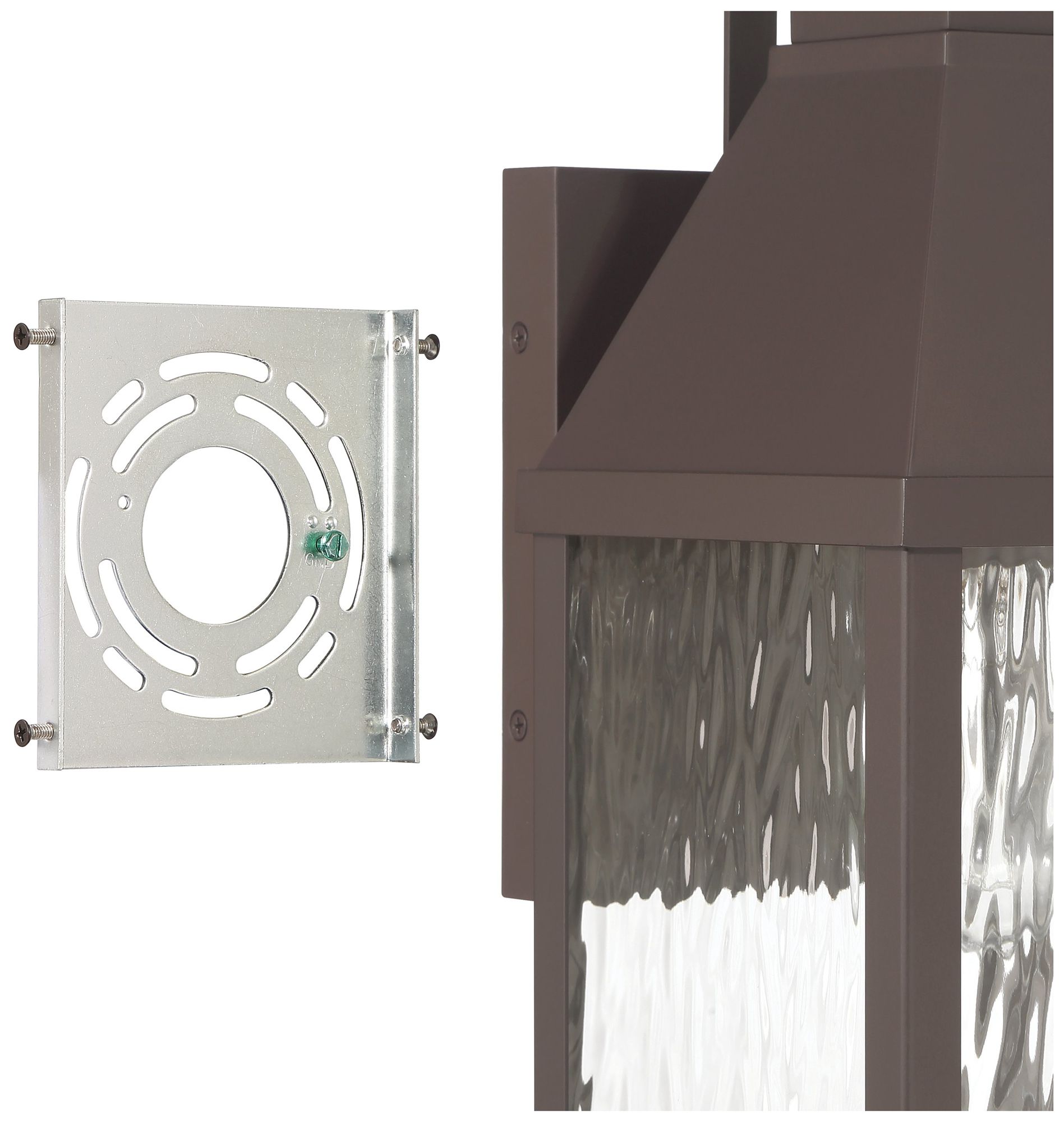 Image 4 Thesis Glencrest 18"  Dark Bronze Exterior Wall Sconce w/Clear Water Glass more views