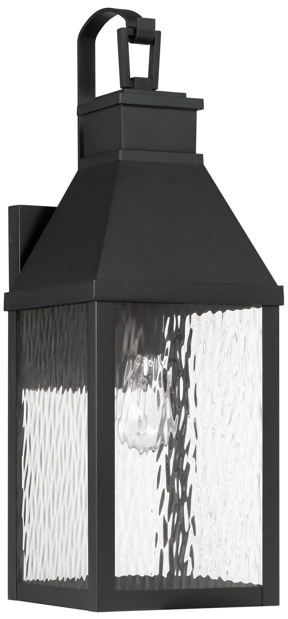 Thesis Glencrest 23"  Textured Black Exterior Wall Sconce, Clear Glass