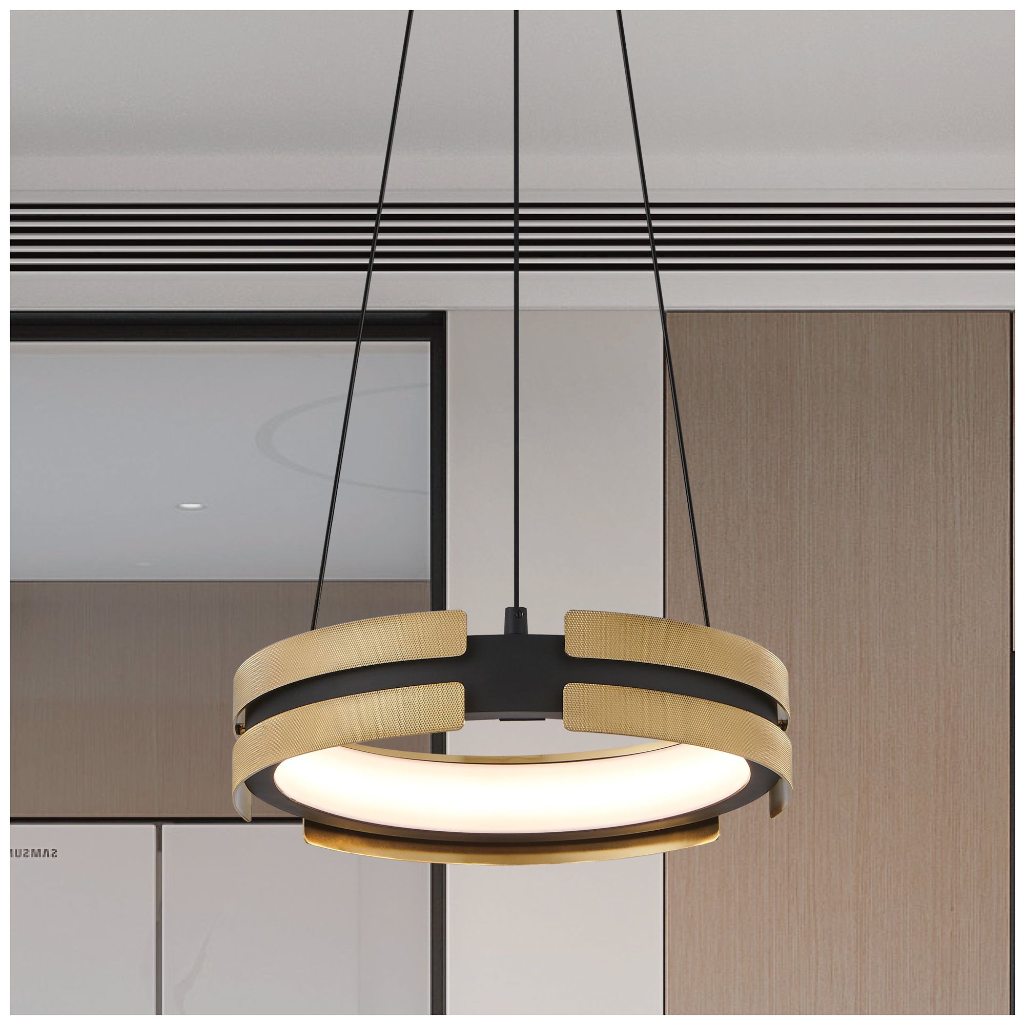 Image 2 Thesis Grazia 15" Matte Black and Brushed Gold LED Convertible Pendant more views