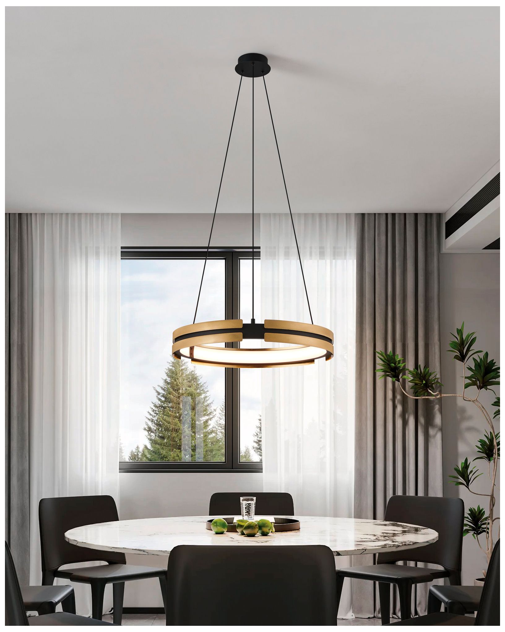 Image 6 Thesis Grazia 24" Matte Black and Brushed Gold LED Chandelier more views