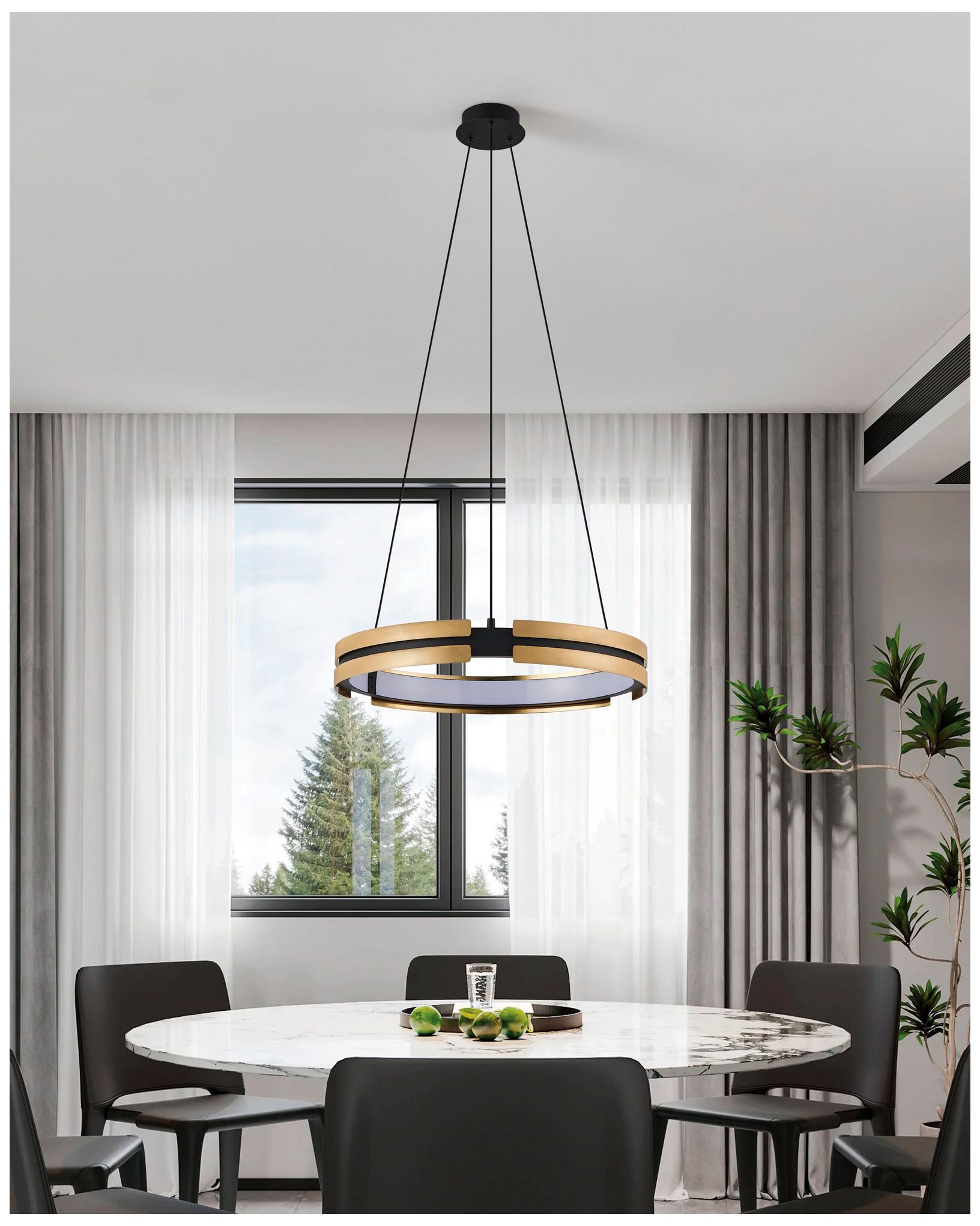Image 7 Thesis Grazia 24" Matte Black and Brushed Gold LED Chandelier more views