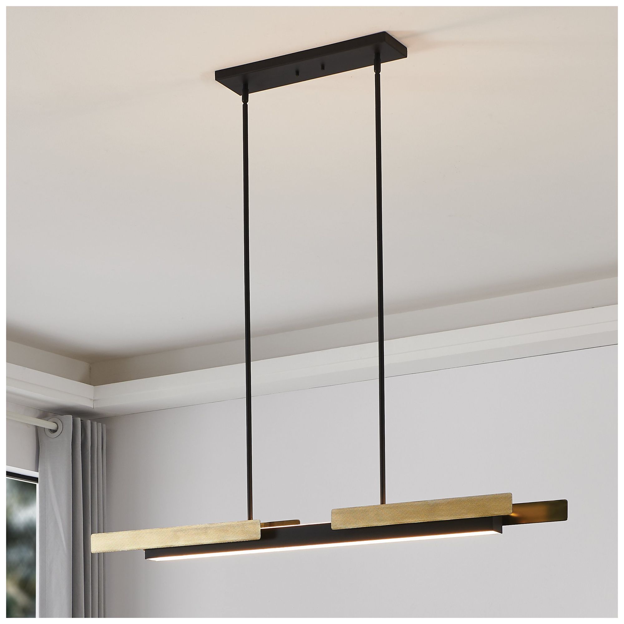 Image 2 Thesis Grazia 48" 2 Light Matte Black / Brushed Gold LED Linear Chandelier more views