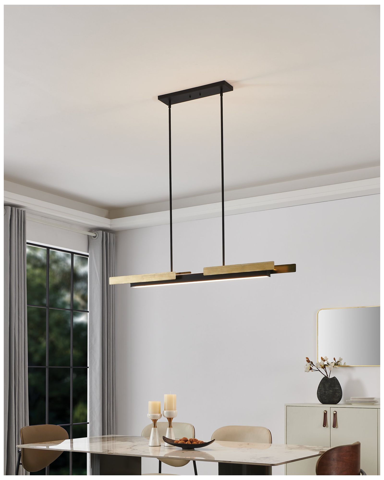 Image 6 Thesis Grazia 48" 2 Light Matte Black / Brushed Gold LED Linear Chandelier more views