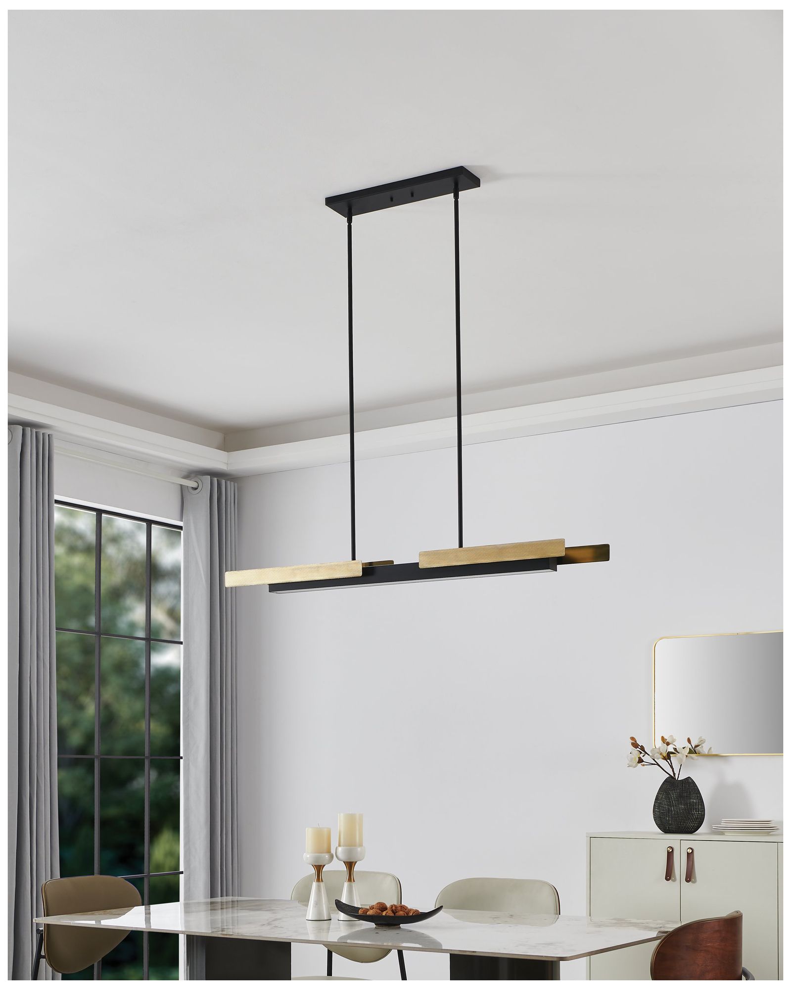 Image 7 Thesis Grazia 48" 2 Light Matte Black / Brushed Gold LED Linear Chandelier more views