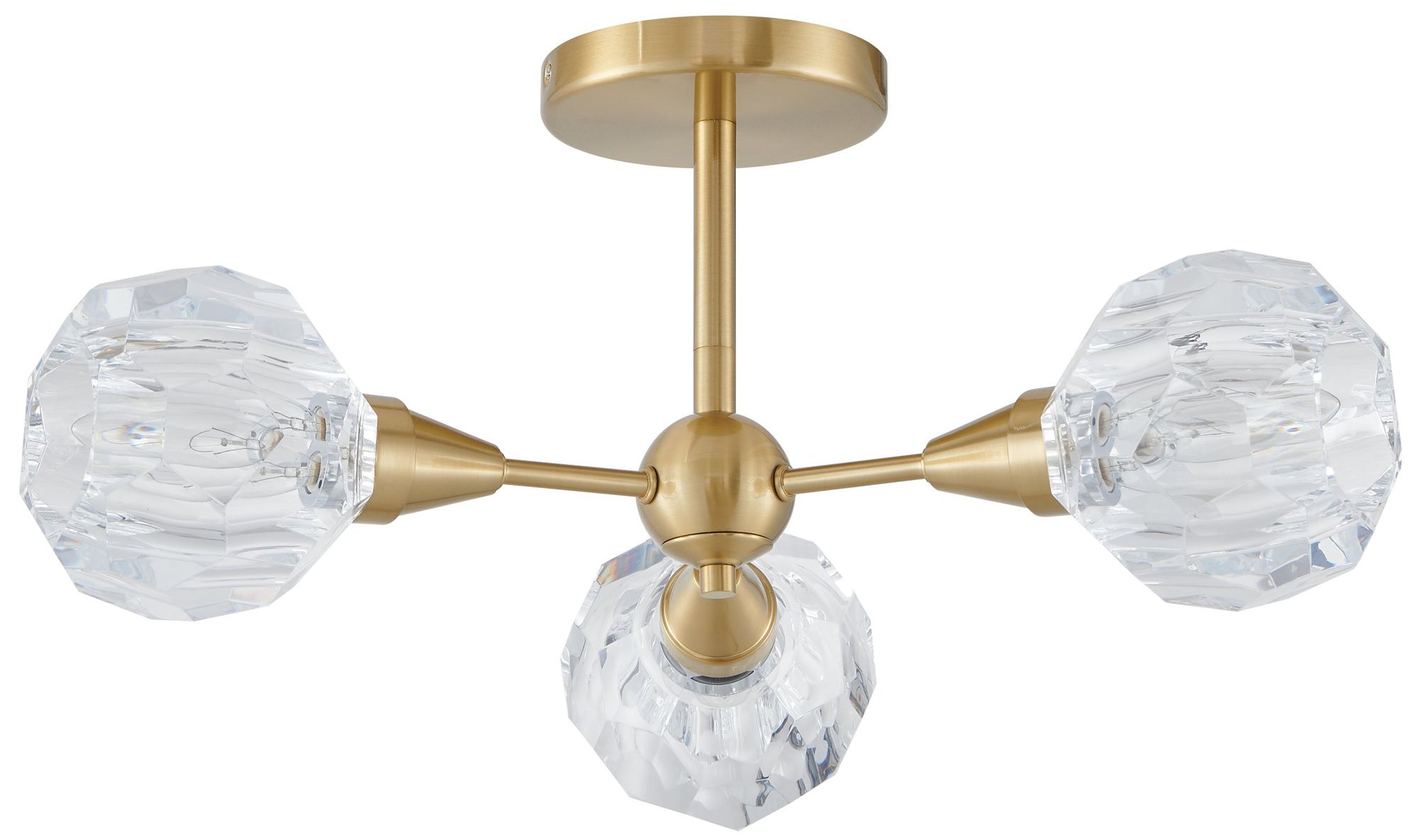 Image 3 Thesis Helena 20 in.Brushed Gold Semi-Flush Mount Ceiling Light more views