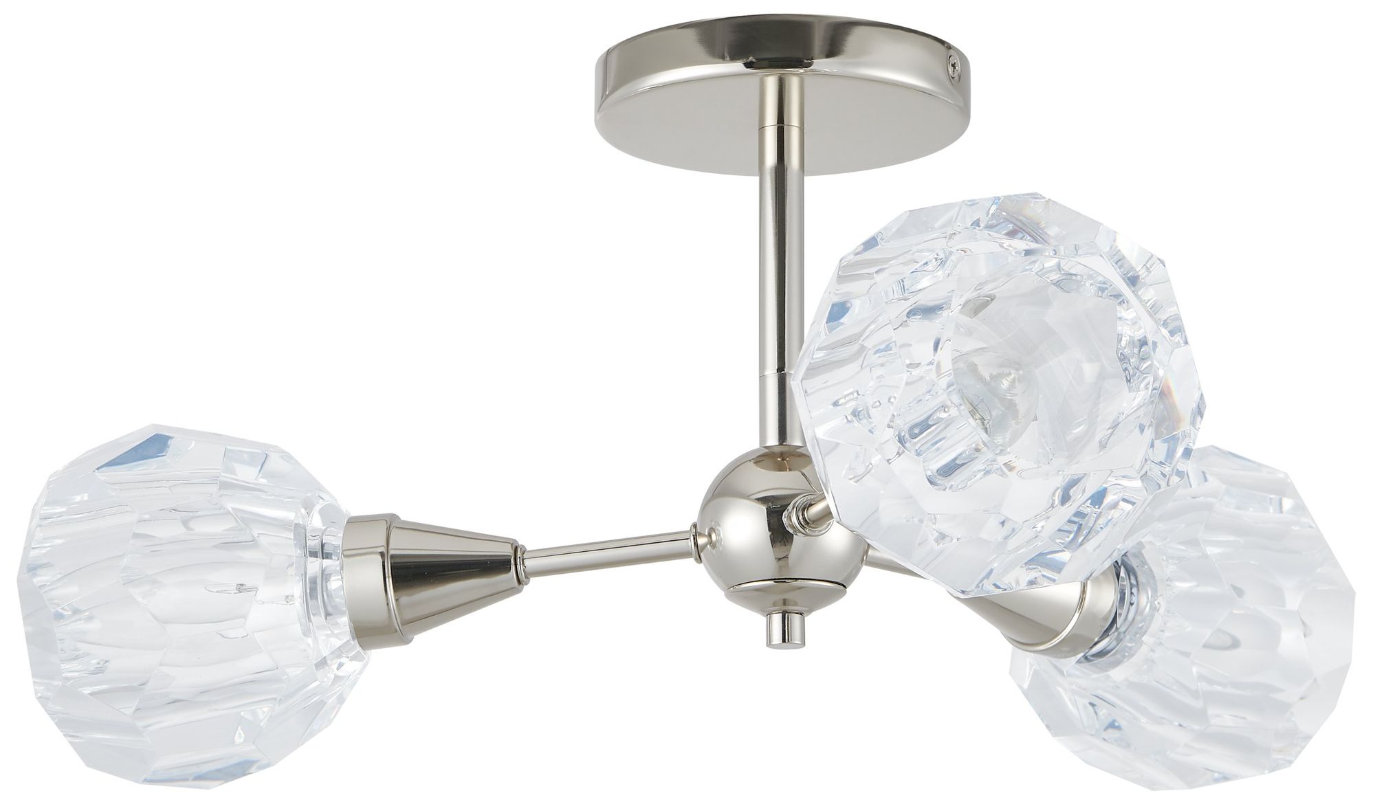 Thesis Helena 20 inch 3 Light Polished Nickel Semi-Flush Mount Light