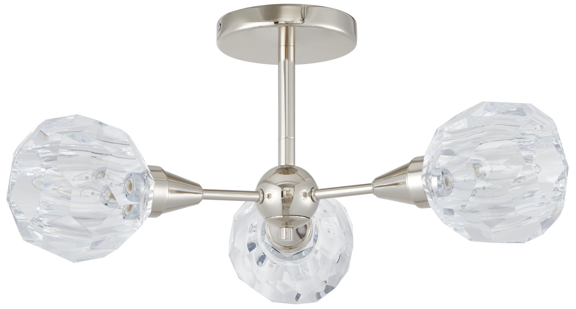 Image 3 Thesis Helena 20 inch 3 Light Polished Nickel Semi-Flush Mount Light more views