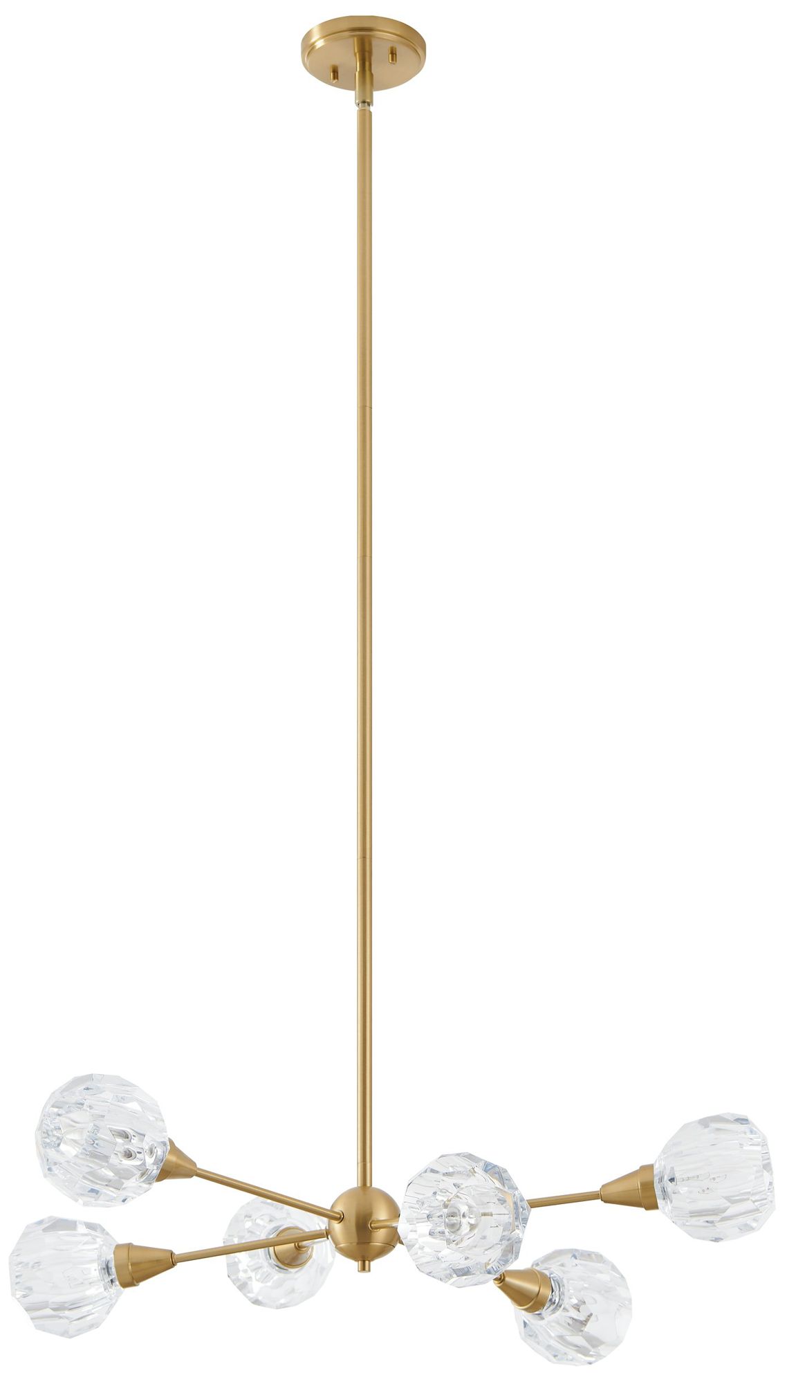 Thesis Helena 32" 6 Light Brushed Gold Chandelier with Clear Acrylic Shades