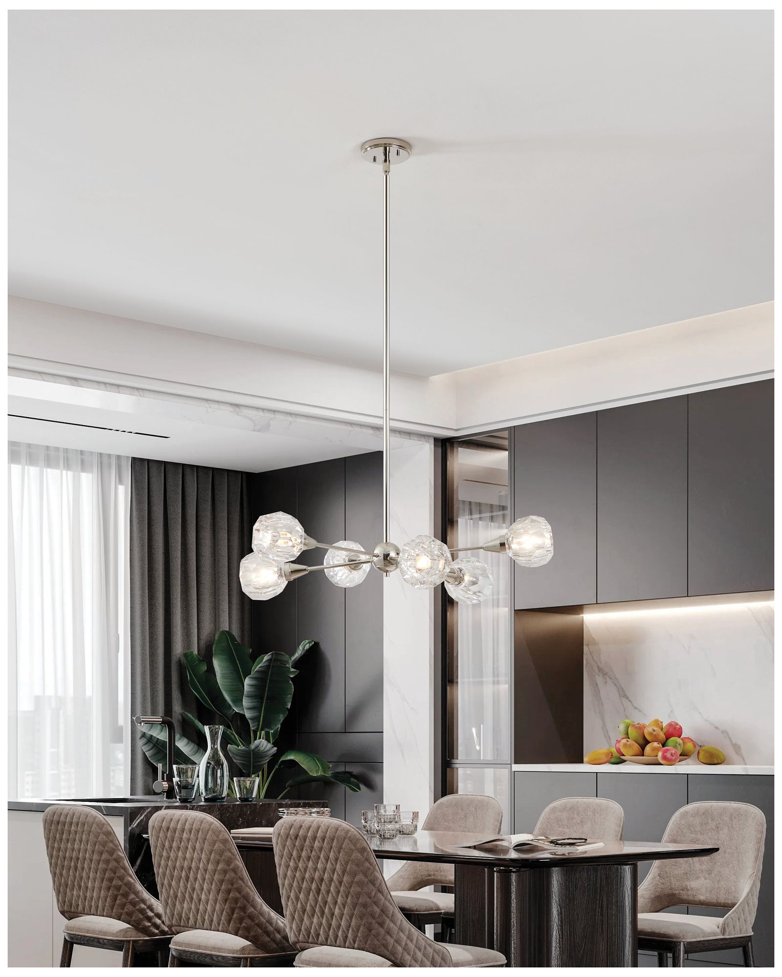 Image 5 Thesis Helena 32" 6 Light Polished Nickel Chandelier, Clear Acrylic Shades more views