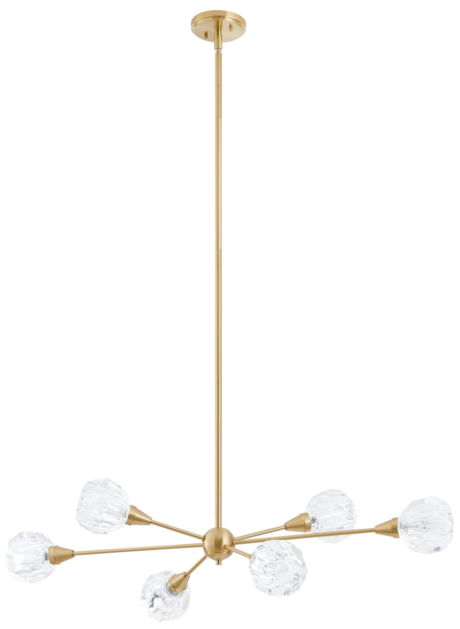 Thesis Helena 42" 6 Light Brushed Gold Chandelier with Clear Acrylic Shades