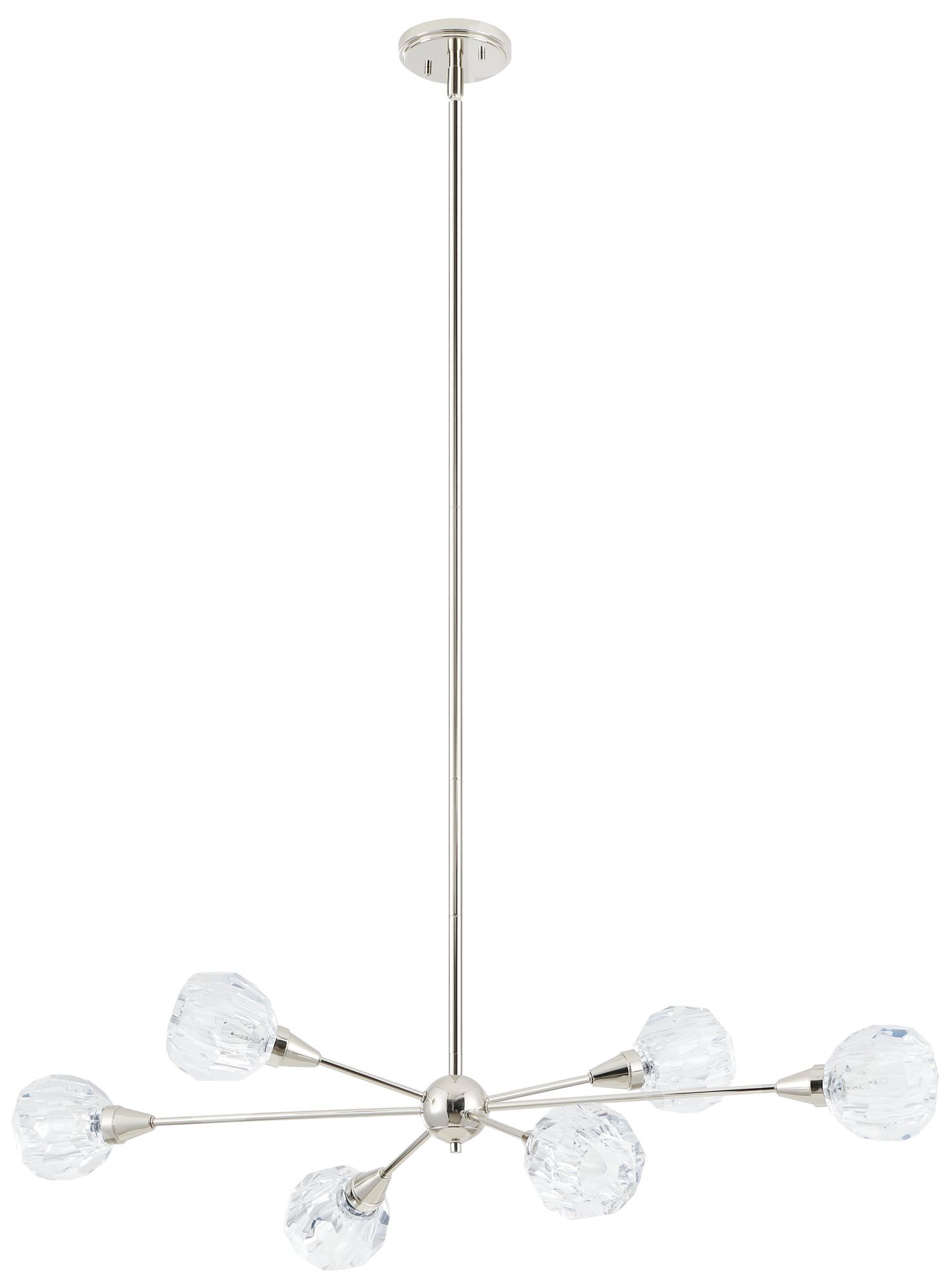 Thesis Helena 42" 6 Lt Polished Nickel Chandelier w/ Clear Acrylic Shades