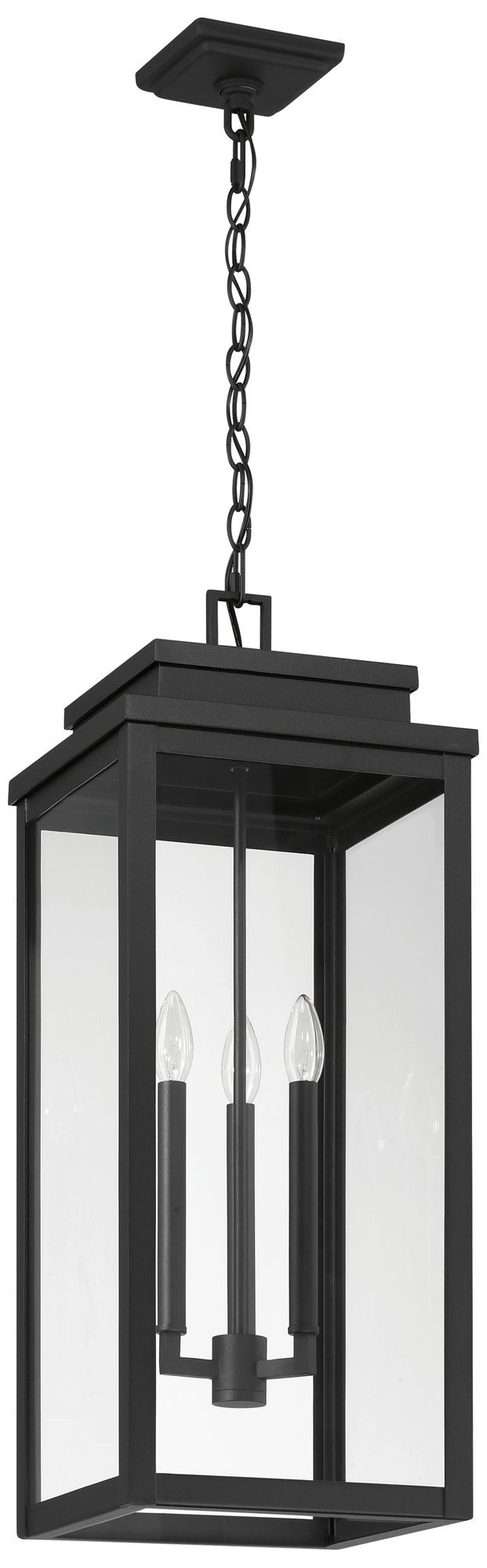 Thesis Hillside 11" 3 Light Black Exterior Pendant Light with Clear Glass
